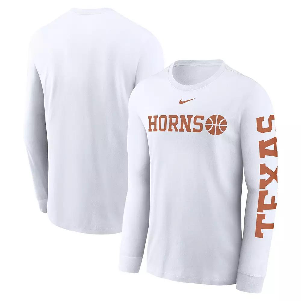 Men's Nike White Texas Longhorns Basketball Icon Two-Hit Long Sleeve T-Shirt,  Product Image