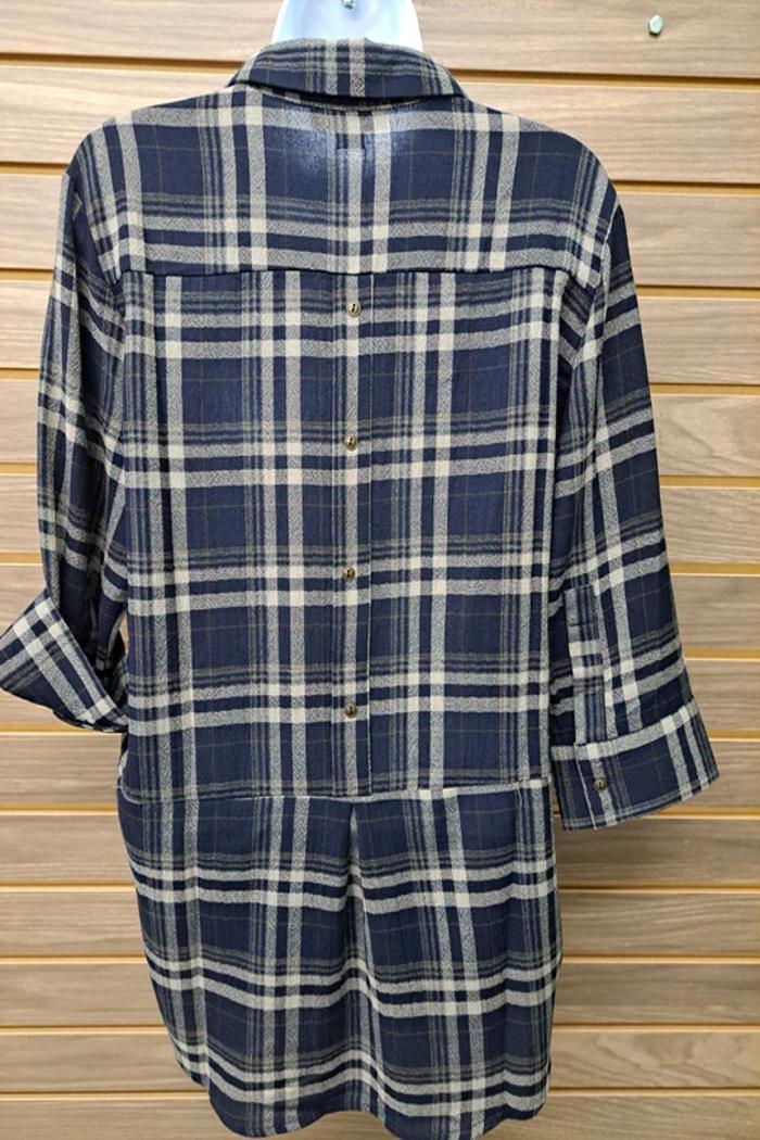 Plaid Collared V Neck Product Image