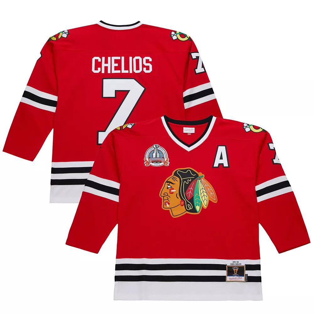 Men's Chris Chelios Red Chicago Blackhawks 1991-92 Power Play Jersey,  Product Image