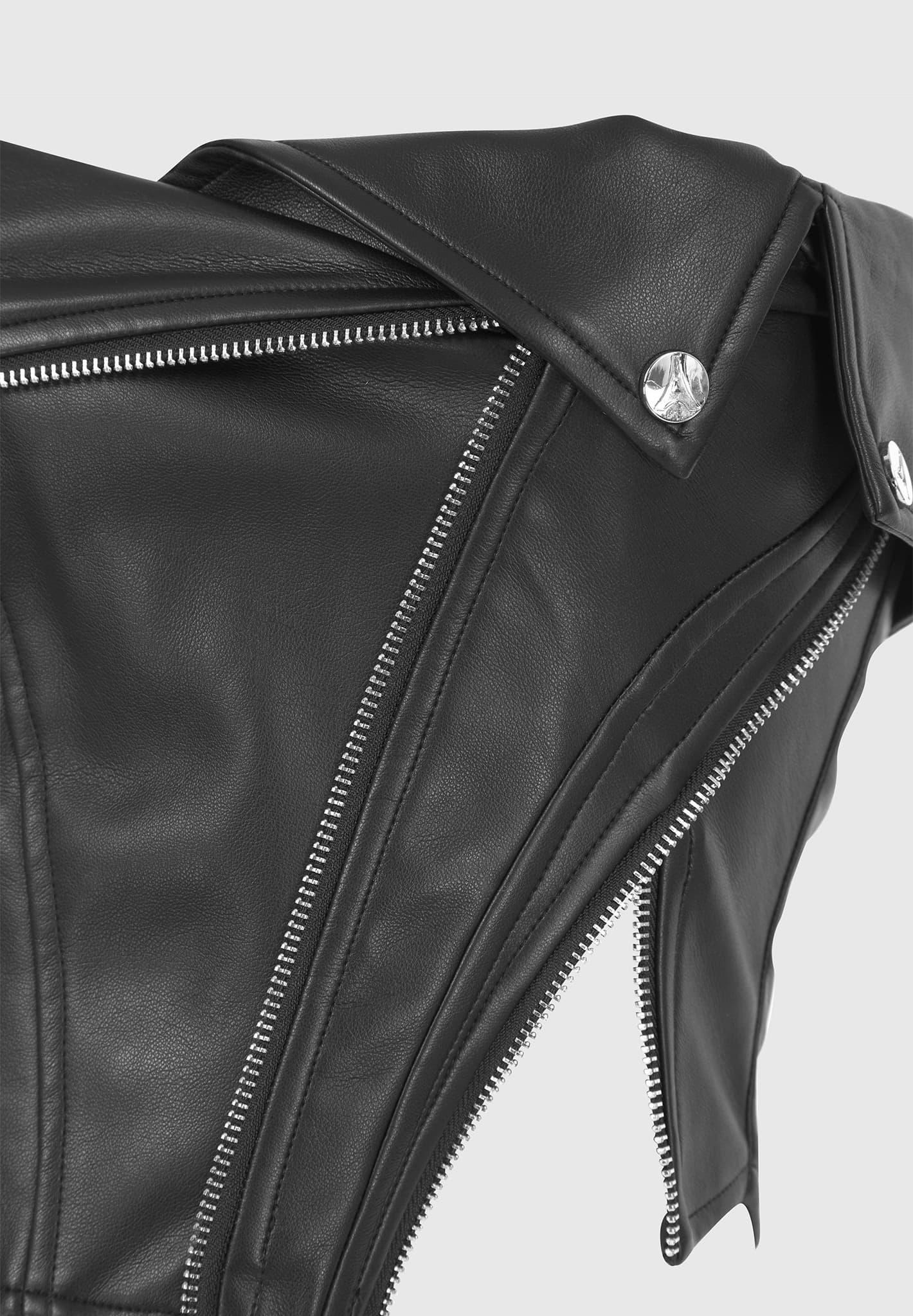 Leather Biker Corset - Black Female Product Image