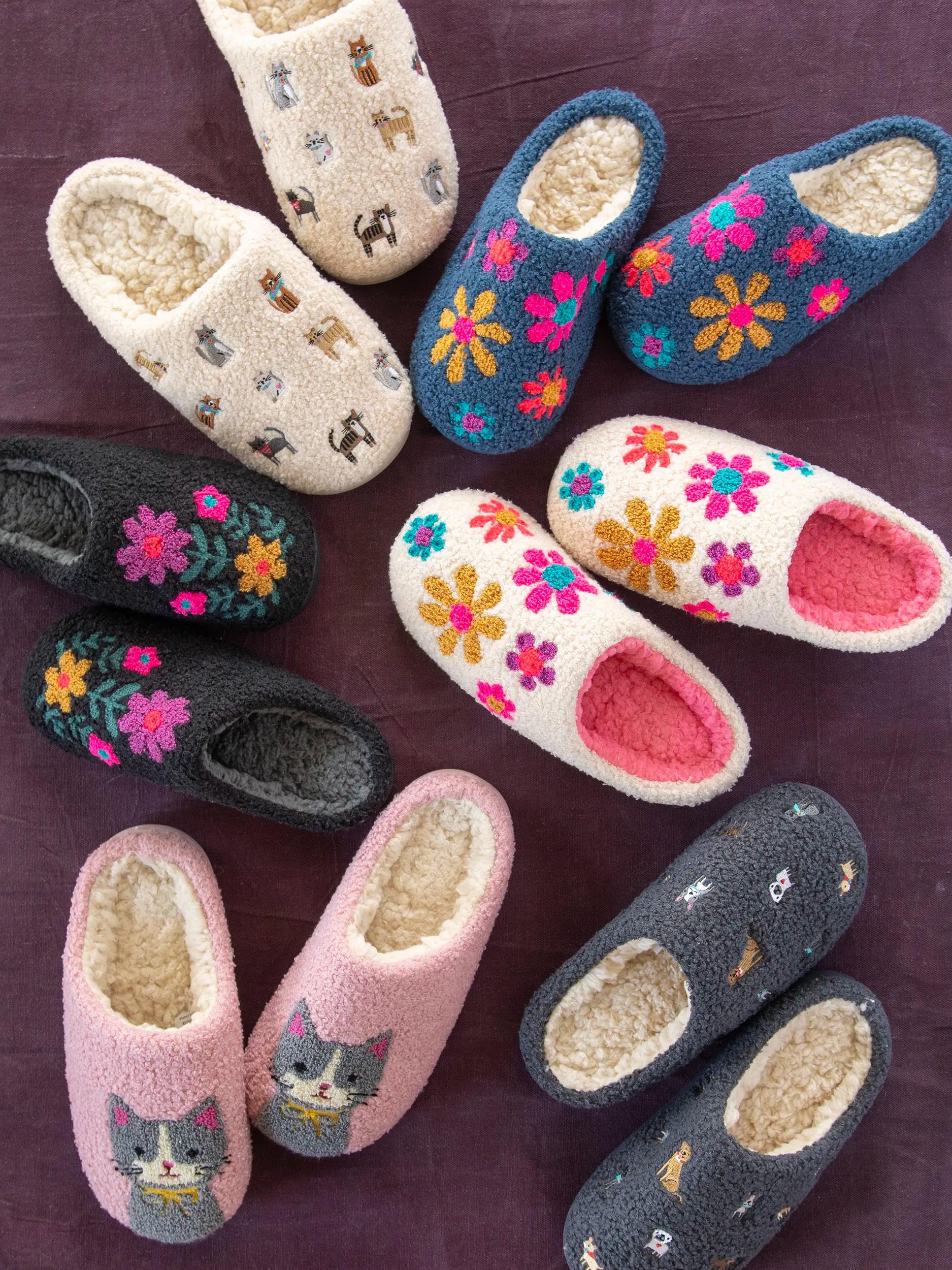 Embroidered Sherpa Slippers - Dogs Product Image