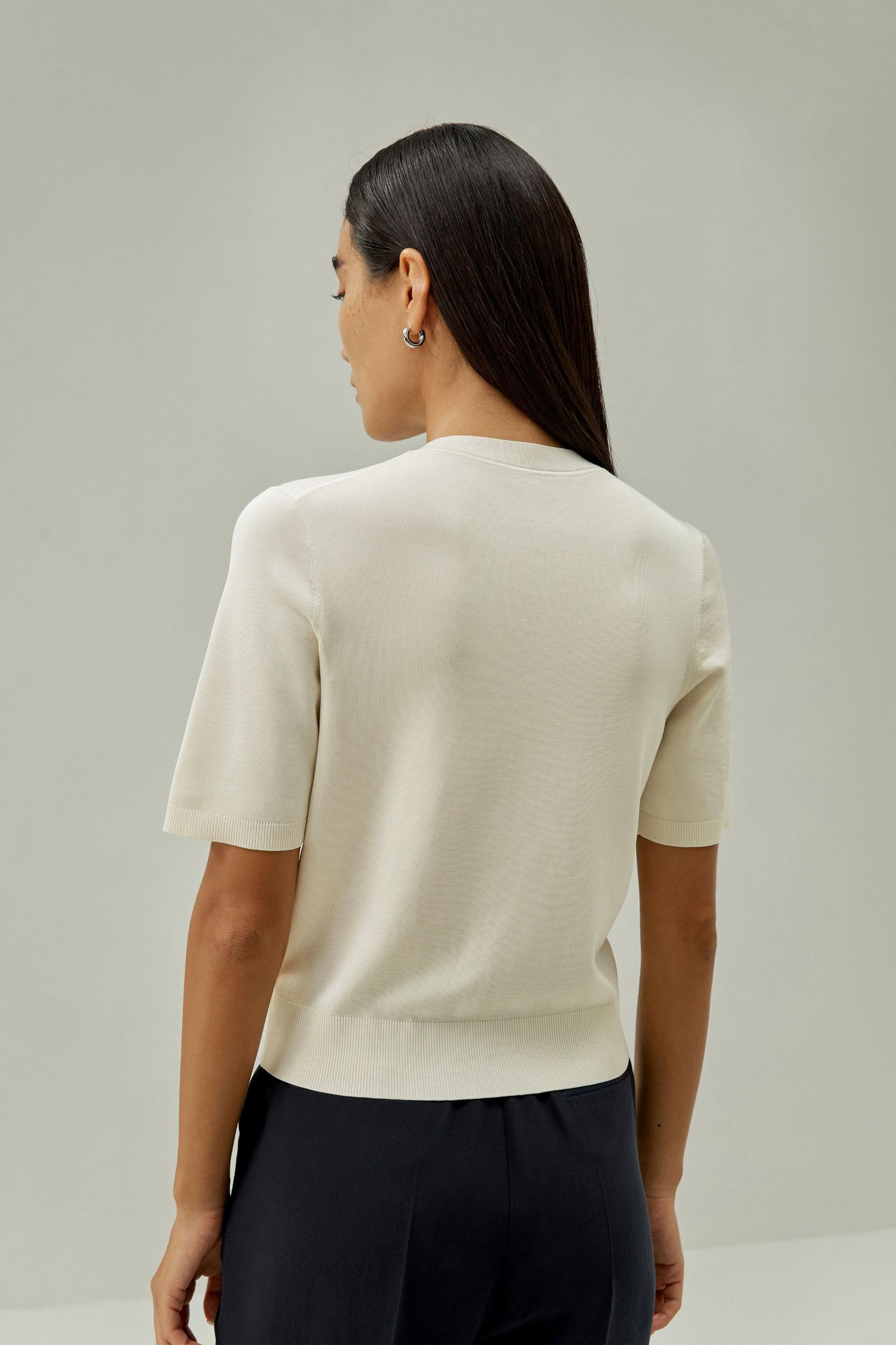 Sophisticated Dual-Knit Silk T-Shirt Product Image
