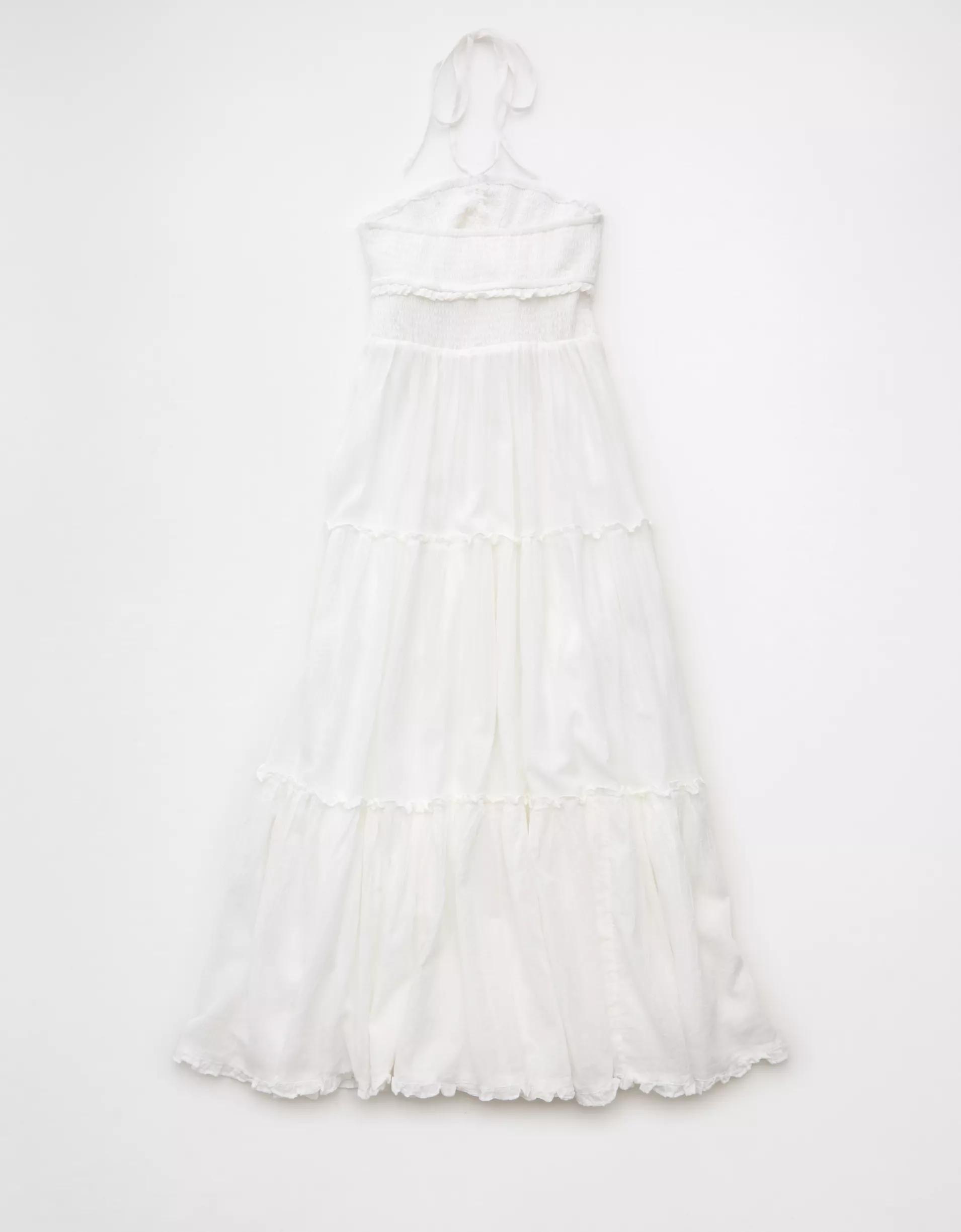 AE Halter Cut-Out Smocked Midi Dress Product Image