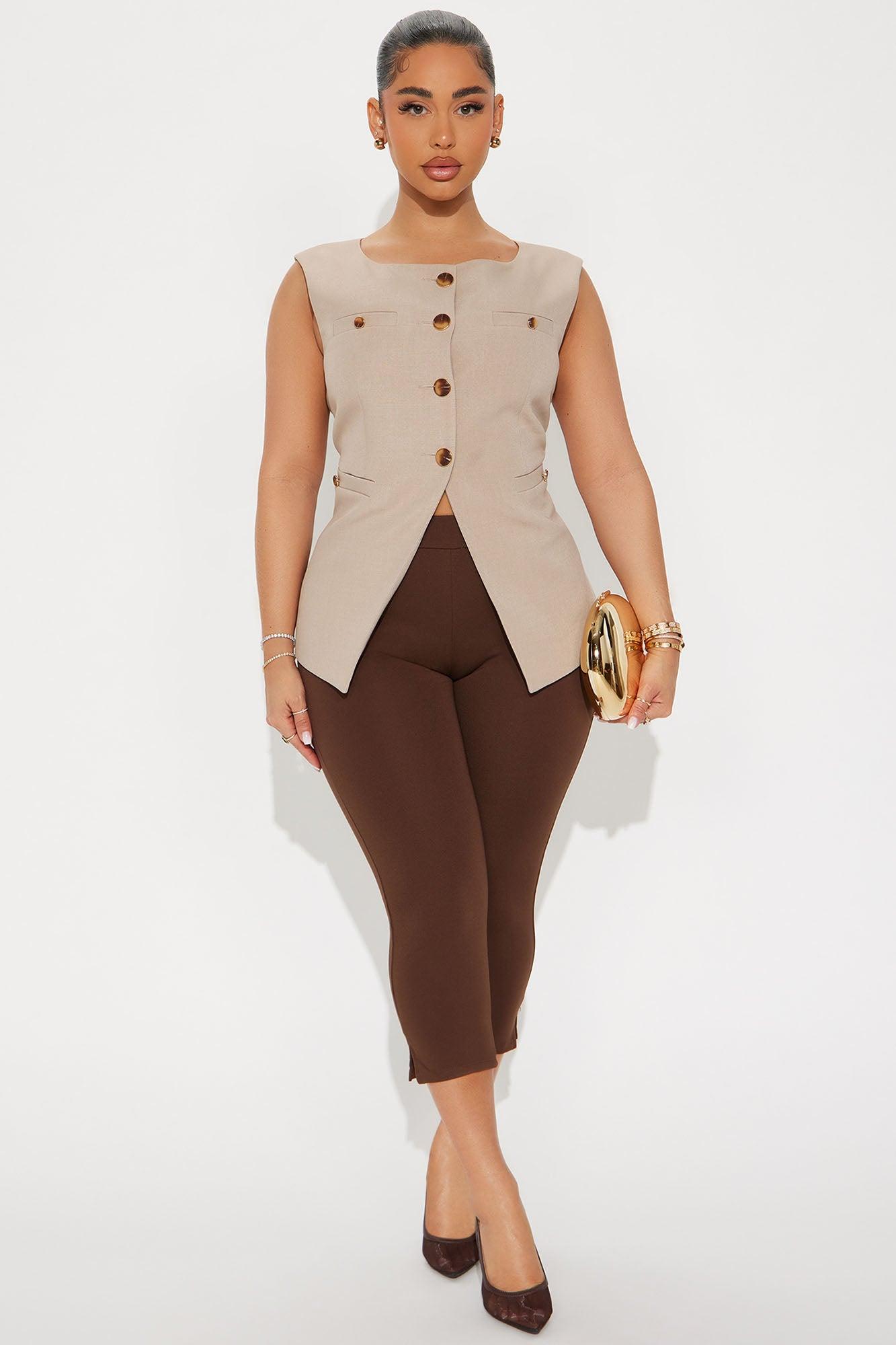 Confident In Me Vest - Taupe Product Image
