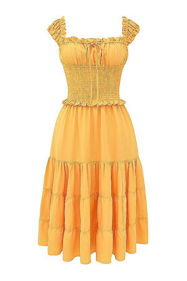 Phedra  tangerine shirred sundress Product Image