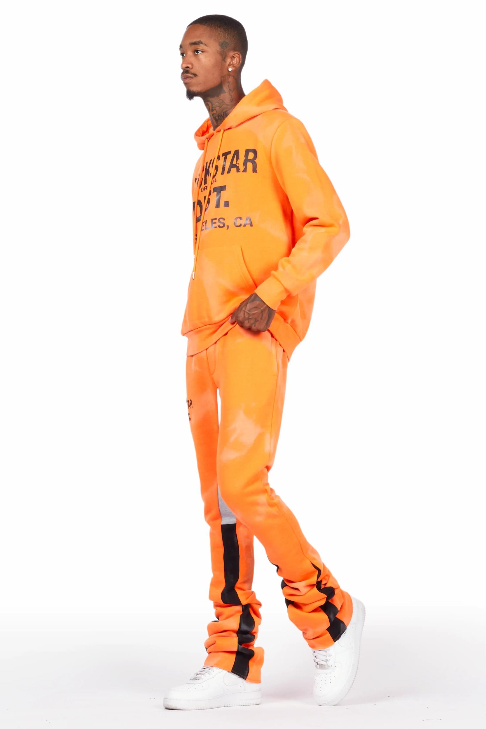 Nelly Orange Hoodie/Super Stacked Flare Pant Set Male Product Image