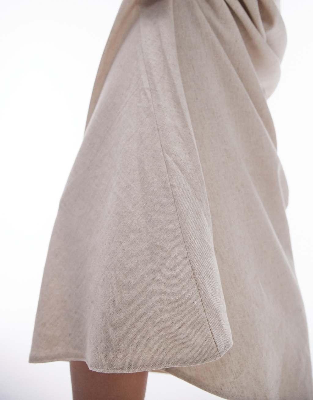 Topshop linen mix bias midi skirt in natural Product Image