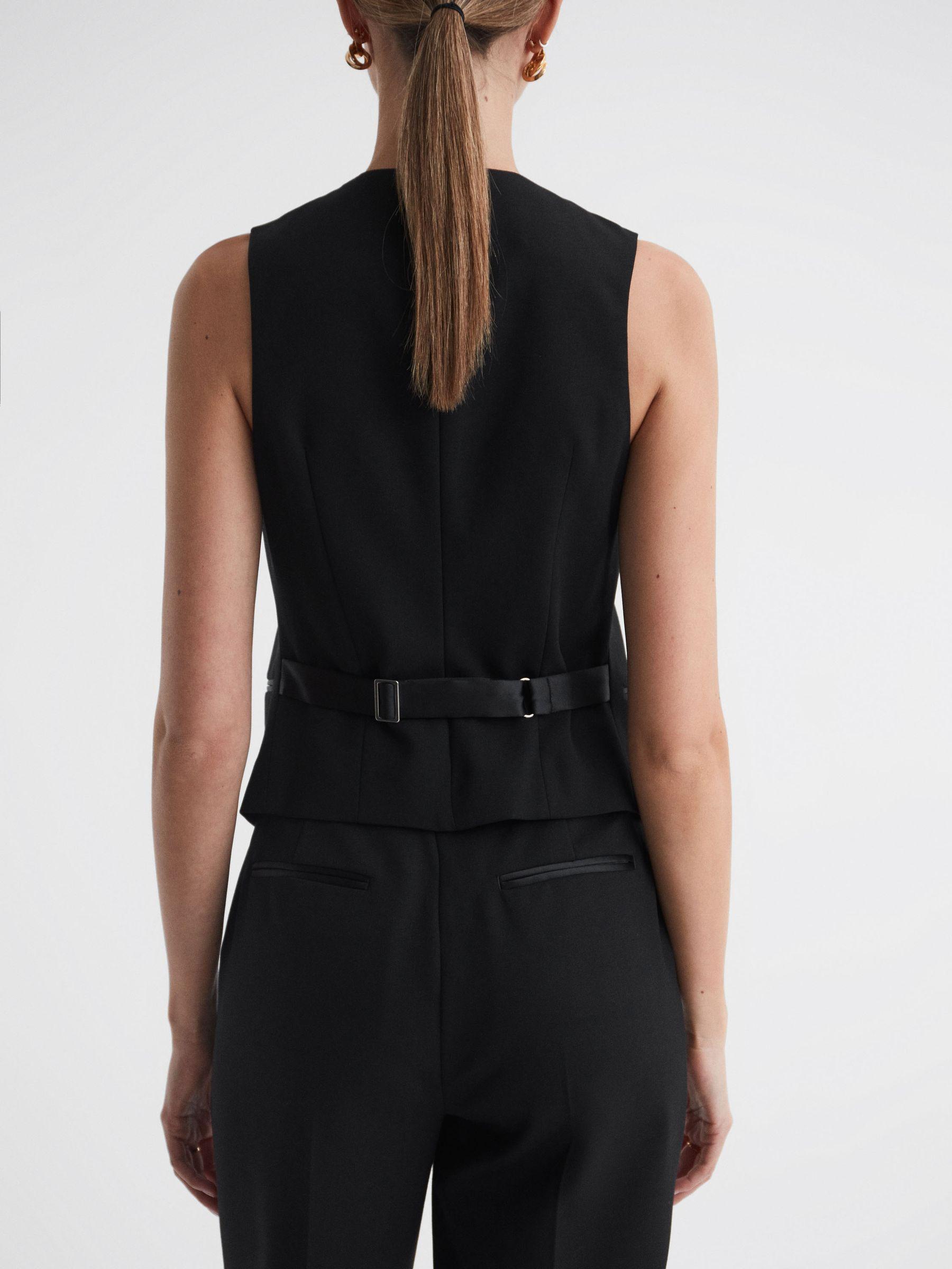 Single Breasted Satin Suit Waistcoat in Black Product Image