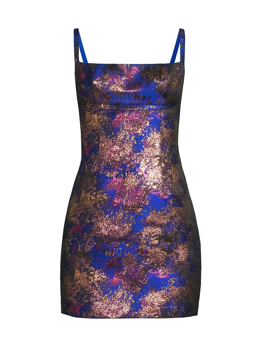 Womens Metallic Jacquard Sleeveless Minidress Product Image