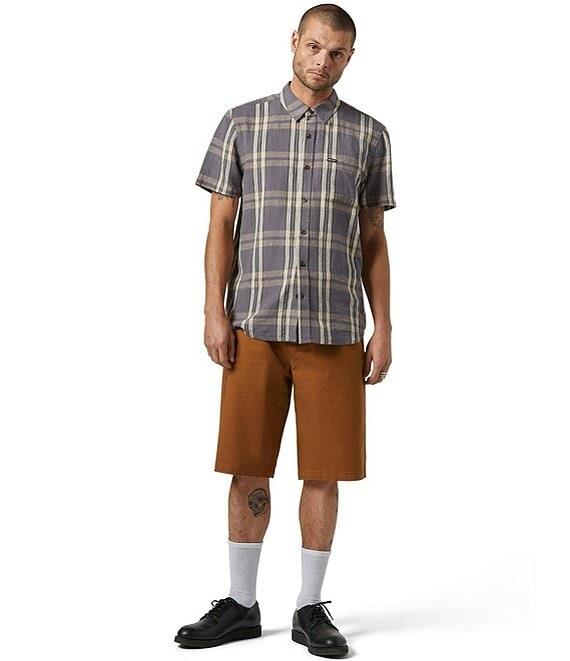 Brixton Charter Linen Blend Short Sleeve Plaid Shirt Product Image