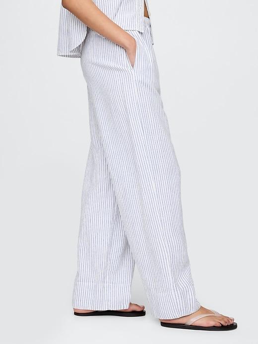 Linen-Blend Easy Wide-Hem Pants Product Image