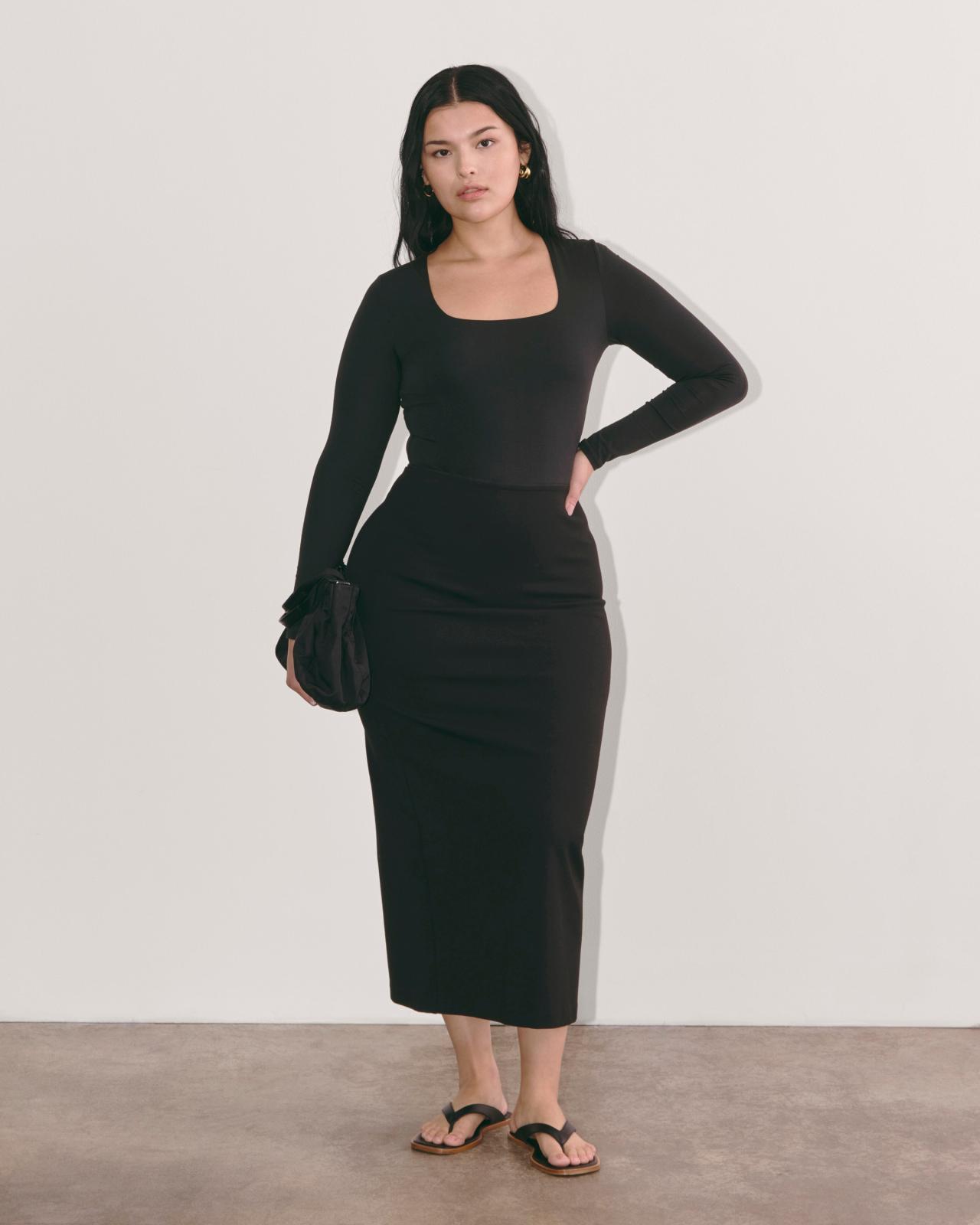 Womens Long-Sleeve Supima Square-Neck Bodysuit by Everlane Product Image