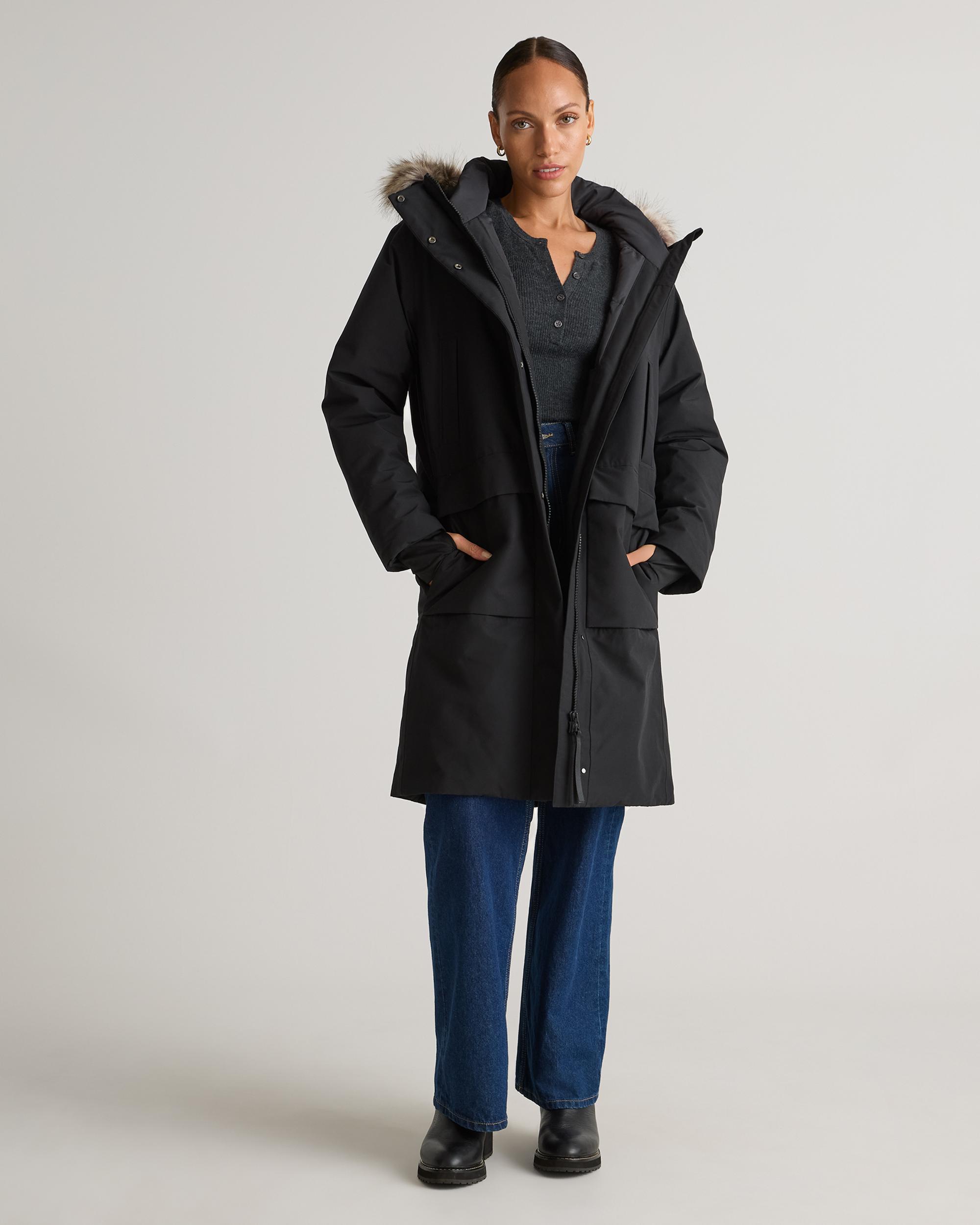 Quince | Women's Responsible Down Hooded Long Parka Size XL, Recycled Polyester Product Image