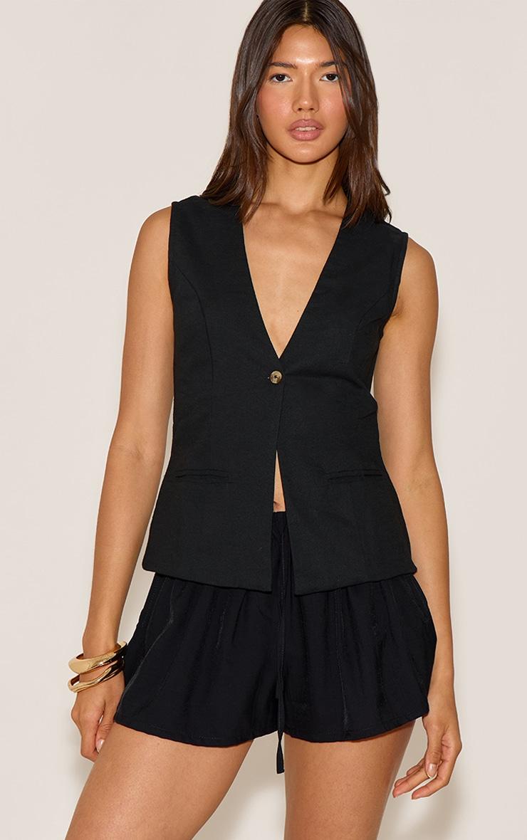 Black Textured Drawstring Shorts Product Image