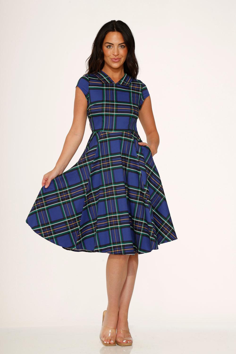 Blue Plaid Swing Dress Product Image