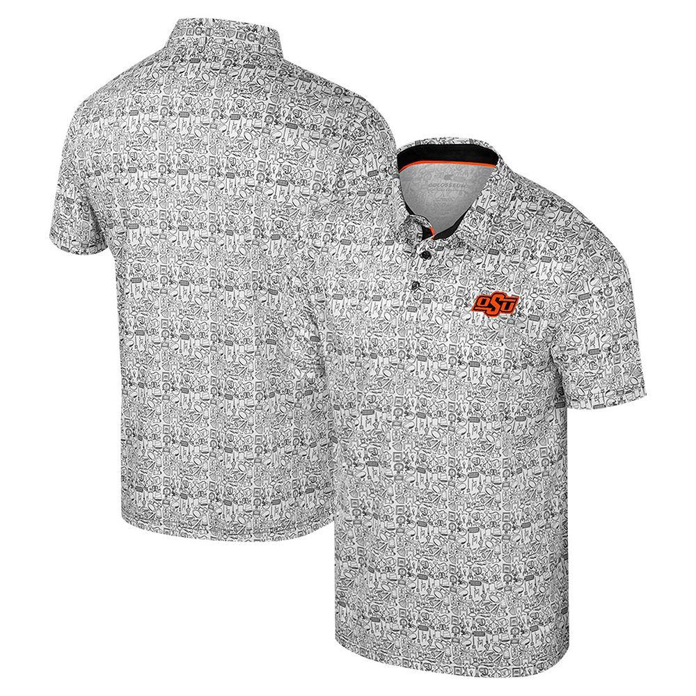 Men's Colosseum Orange Oklahoma State Cowboys It's Time! Allover Print Polo, Size: Large Product Image