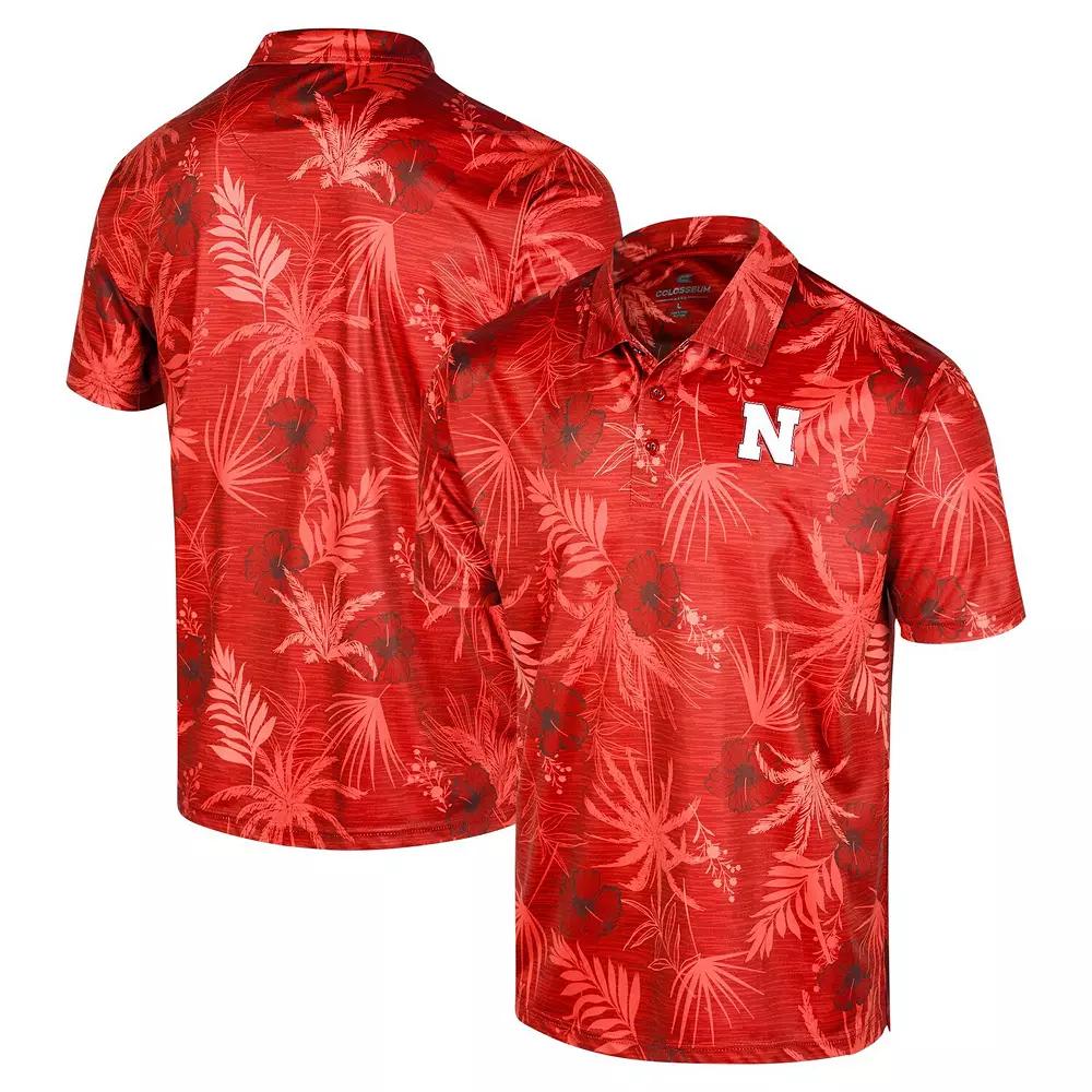 Men's Colosseum Scarlet Nebraska Huskers Big & Tall Palms Polo, Size: 3XLT, Red Product Image