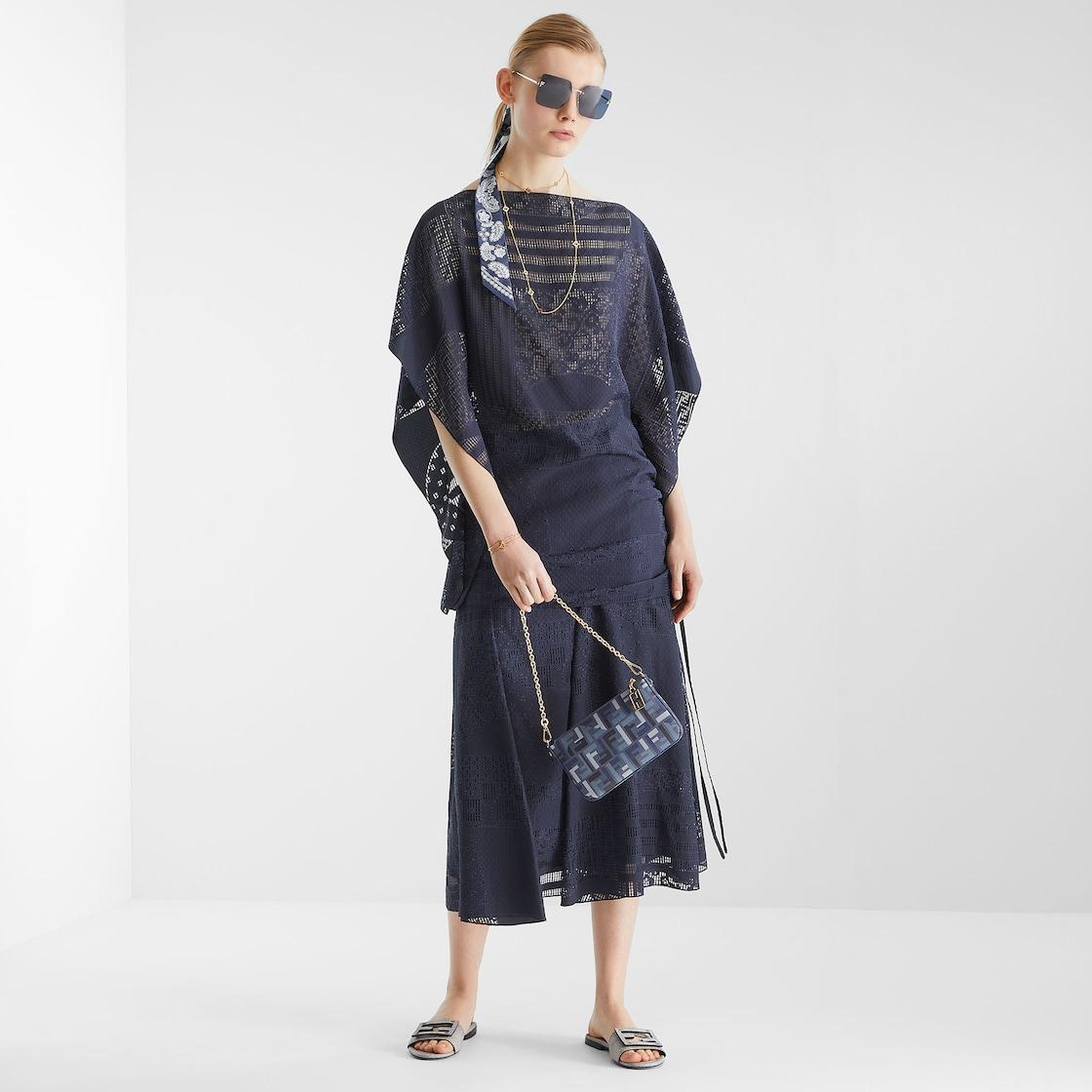 SkirtBlue silk and viscose burnout skirt Product Image