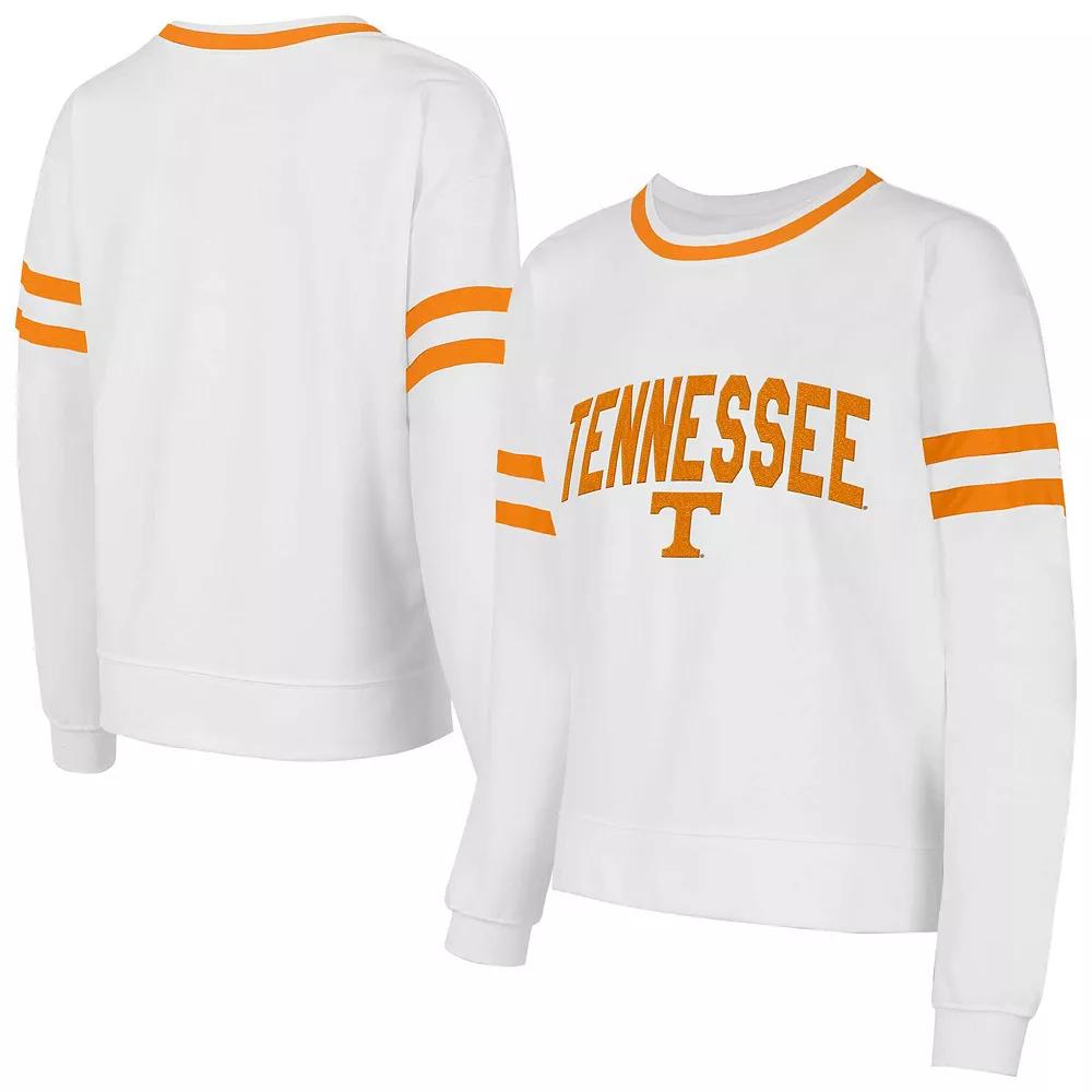 Women's Concepts Sport  White Tennessee Volunteers Borough French Terry Arch Over Long Sleeve T-Shirt, Size: XL Product Image