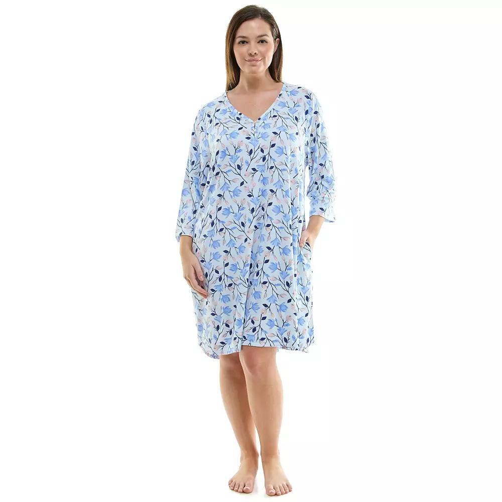 Plus Size Croft & Barrow 3/4 Sleeve Cozy Luxe Sleepshirt, Women's, Size: 2XL, Darla Floral Product Image