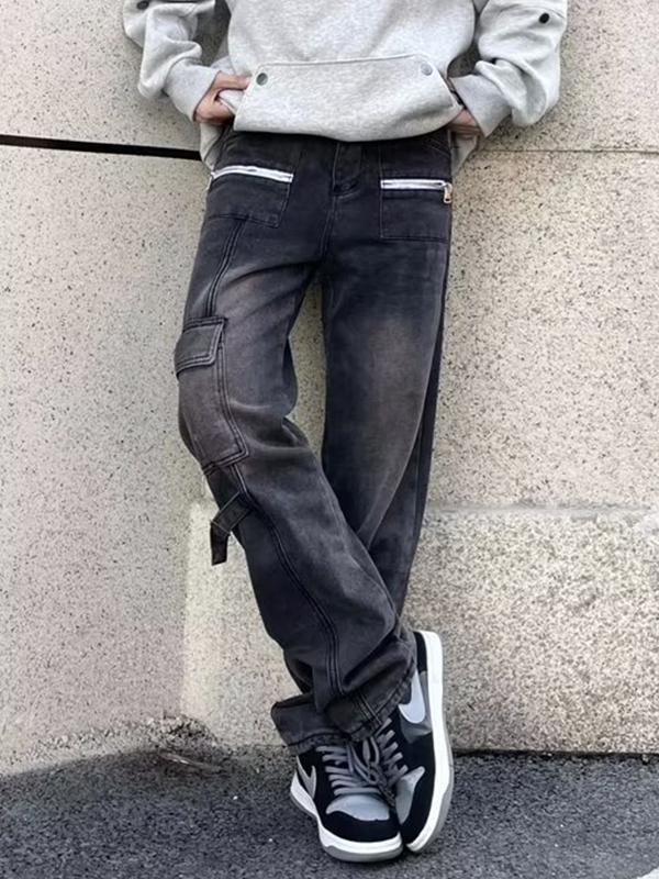 Men's Multi Pocket Zip Up Cargo Jeans Product Image