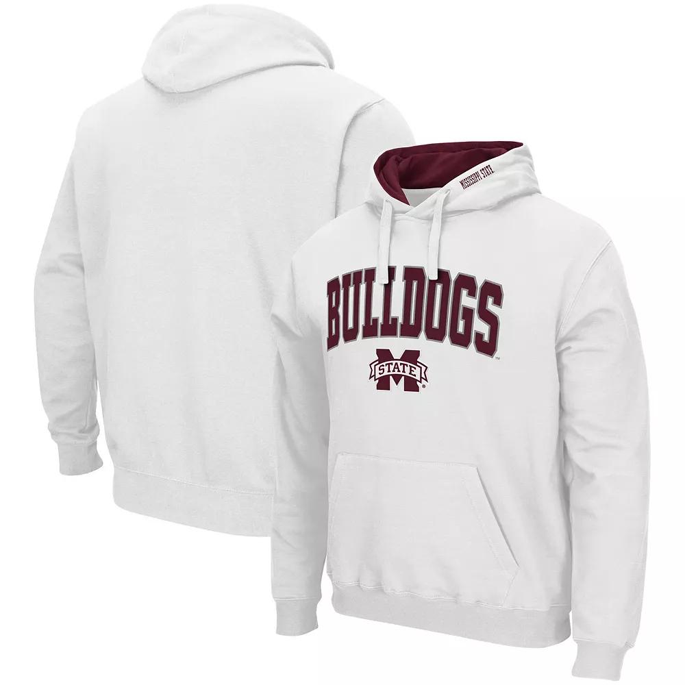 Men's Colosseum White Mississippi State Bulldogs Arch & Logo 3.0 Pullover Hoodie,  Product Image