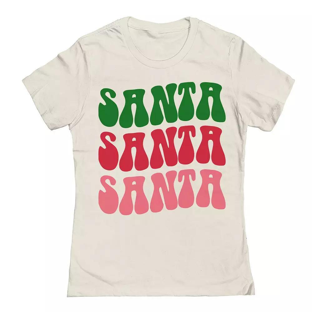 Junior's Christmas Tree Santa Santa Graphic Tee, Women's,  Product Image