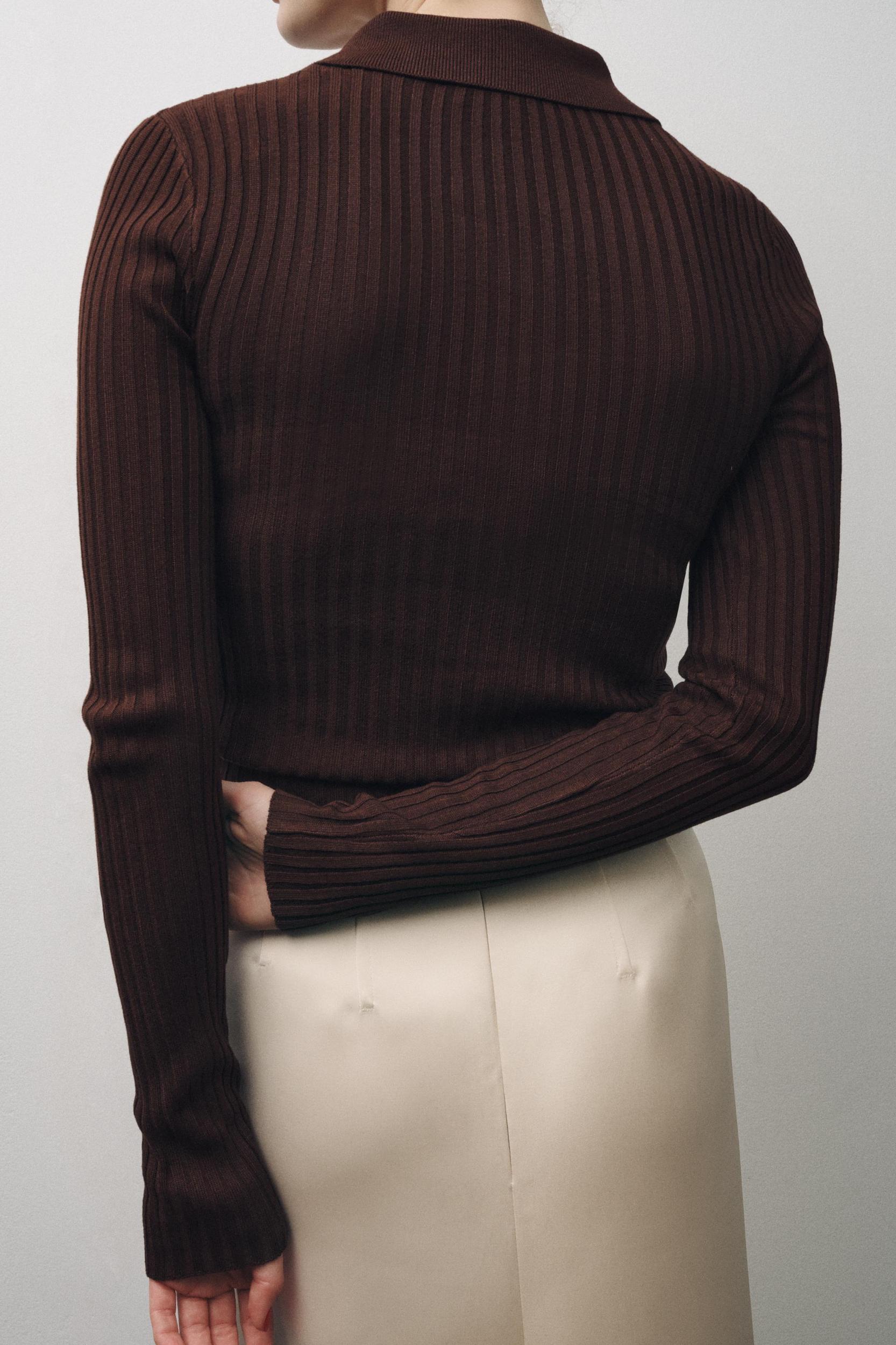 RIBBED KNIT POLO SWEATER Product Image
