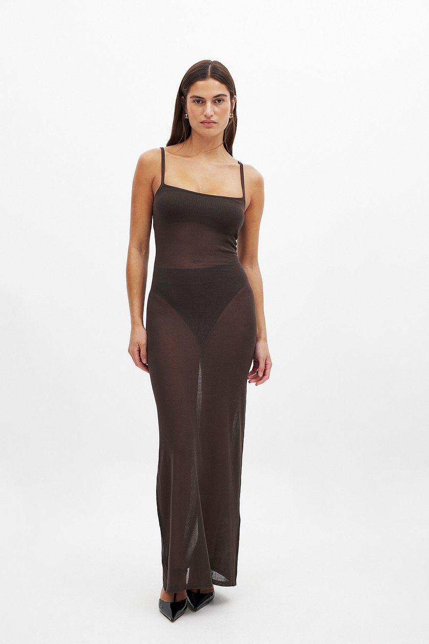 Thin Knit Spaghetti Strap Maxi Dress Product Image