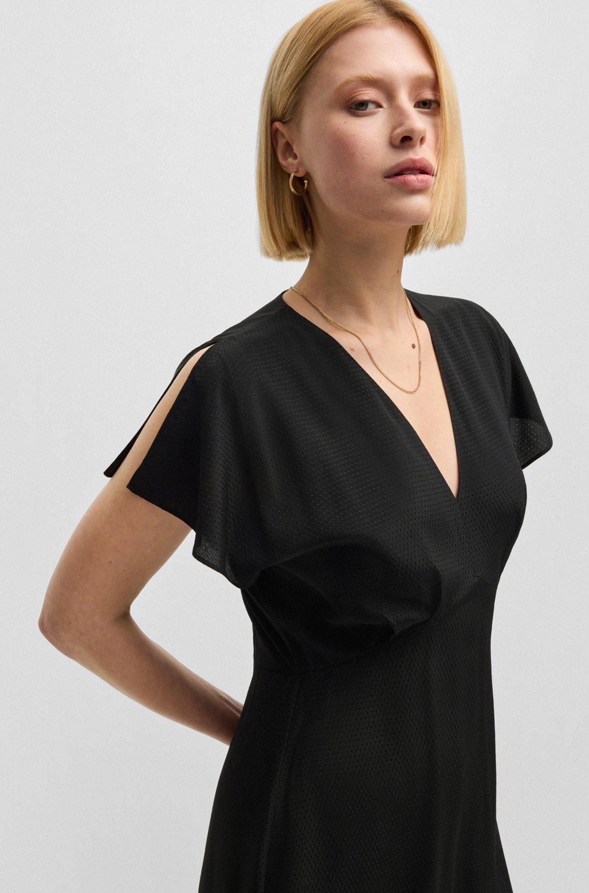 V-neck dress in dot-patterned silk Product Image