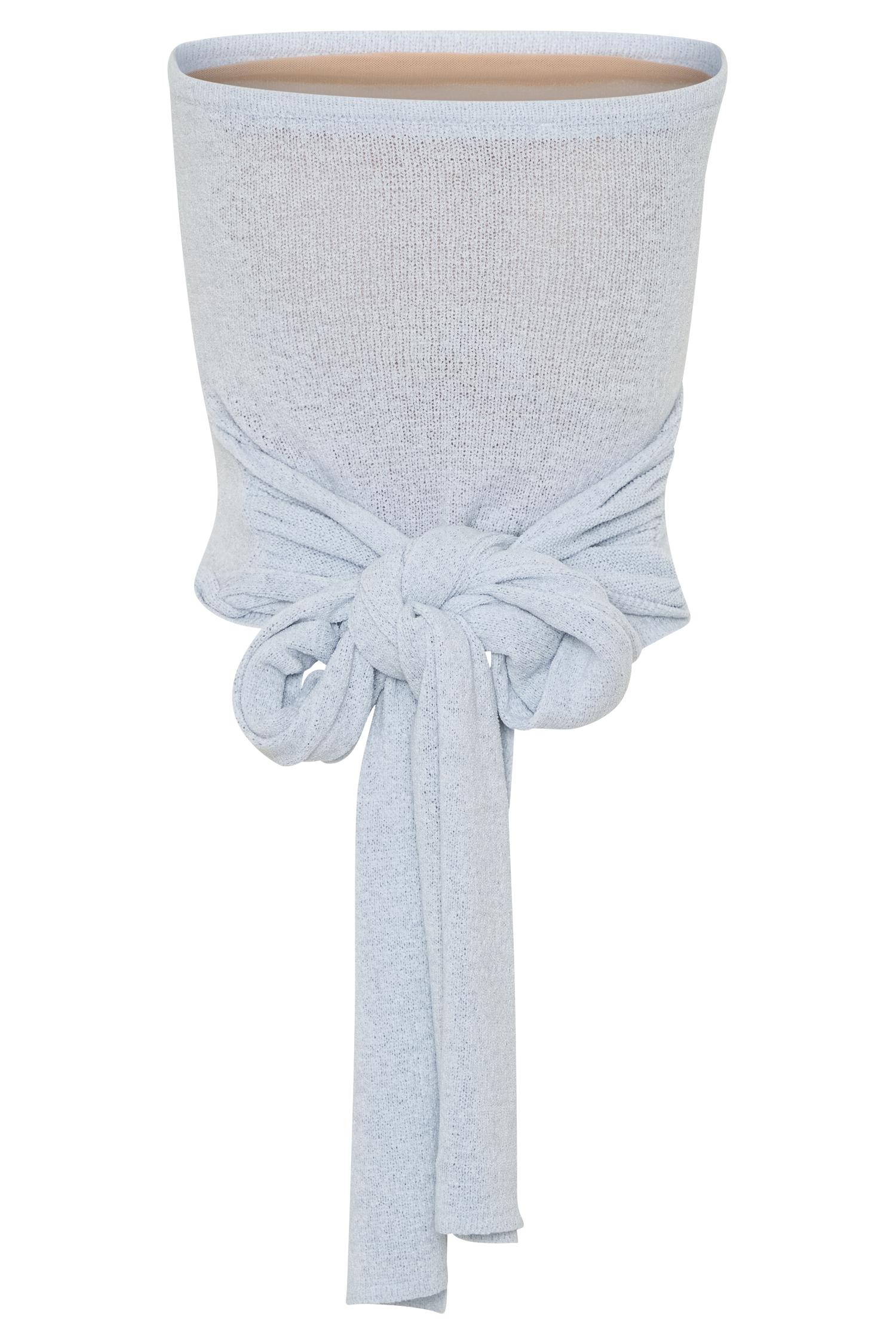 Phoebe Strapless Tie Knit Top - Ice Blue Product Image