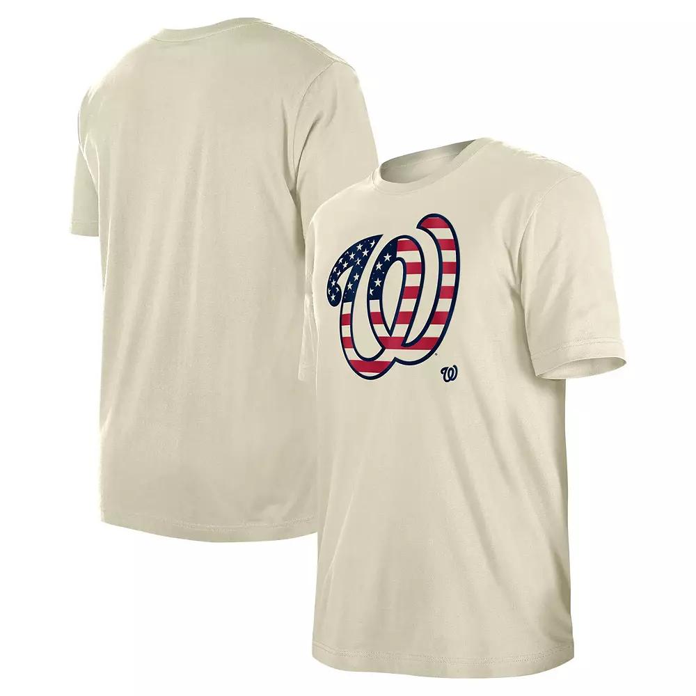 Men's New Era Cream Washington Nationals 4th of July Flag Fill T-Shirt, Size: Medium, Beige Product Image