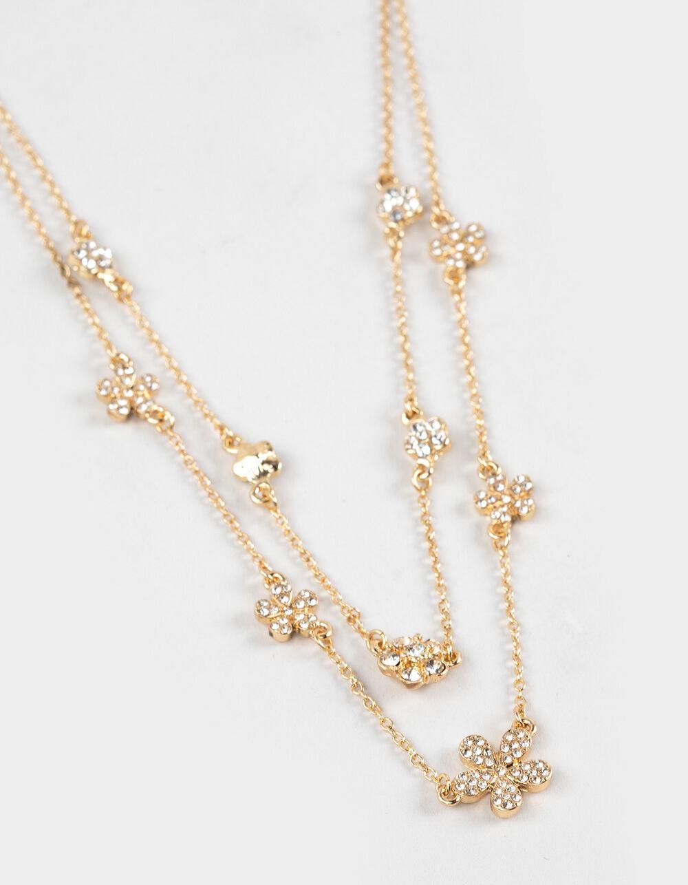 FULL TILT Layered Dainty Floral Necklace - GOLD Product Image