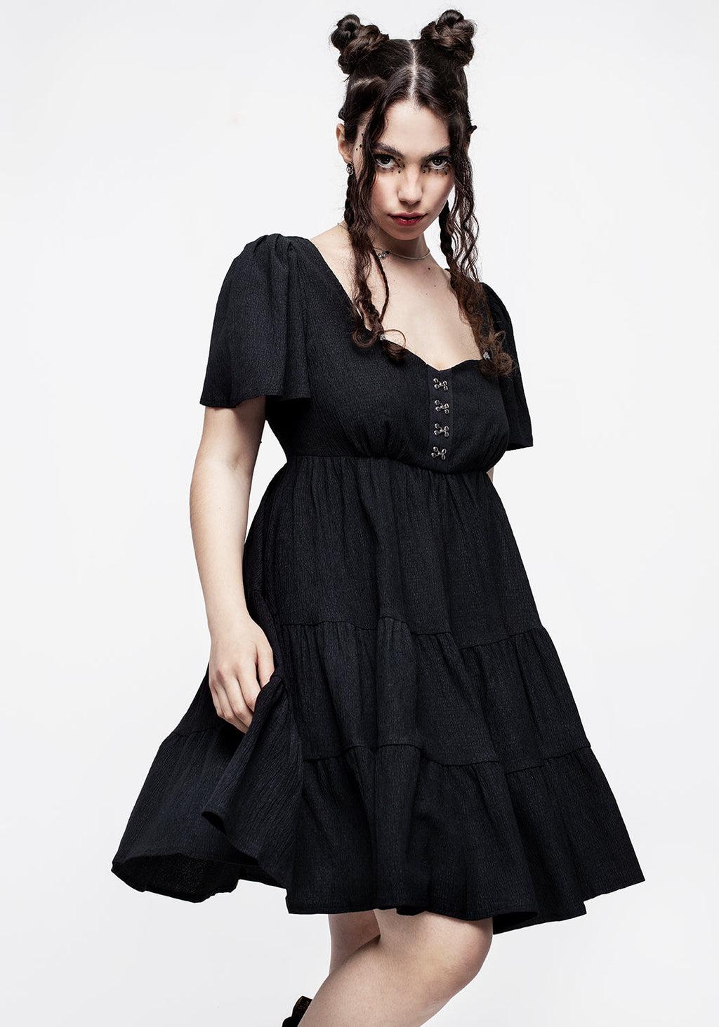 Revenge Tiered Crinkle Mini Dress Product Image