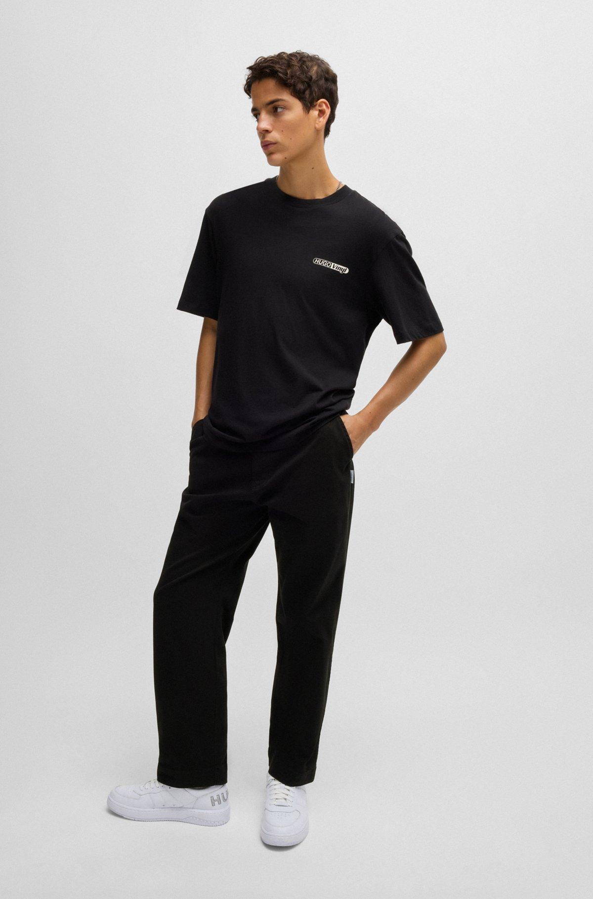 Regular-fit trousers in cotton twill with signature label Product Image