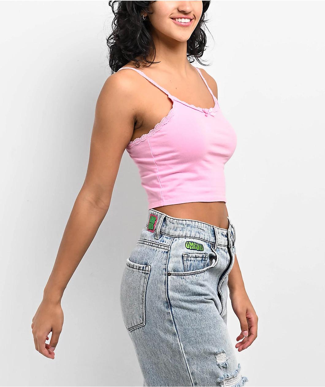 Zine Berry Pink Crop Tank Top Product Image
