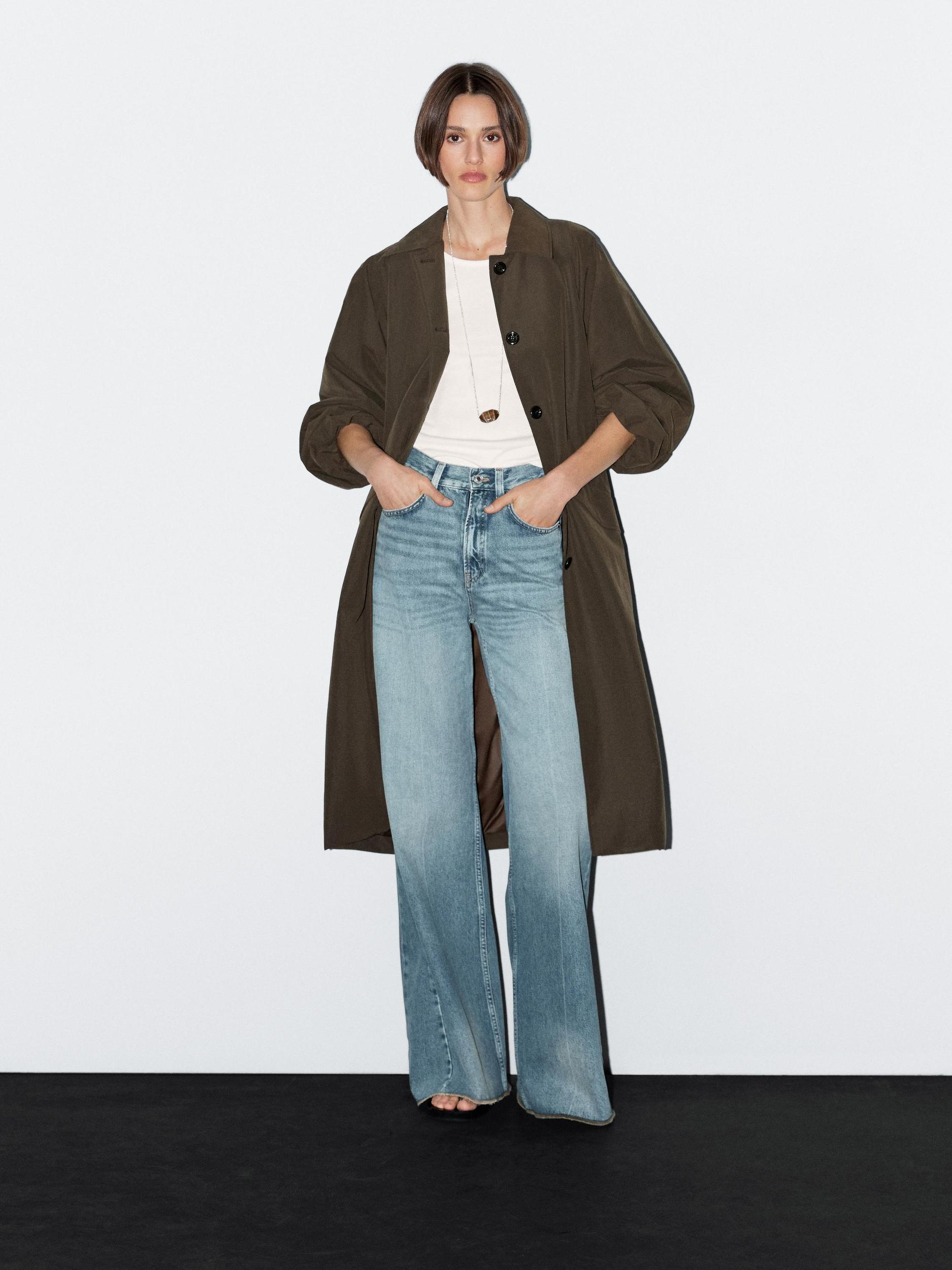 Technical fabric trench coat with button detail Product Image