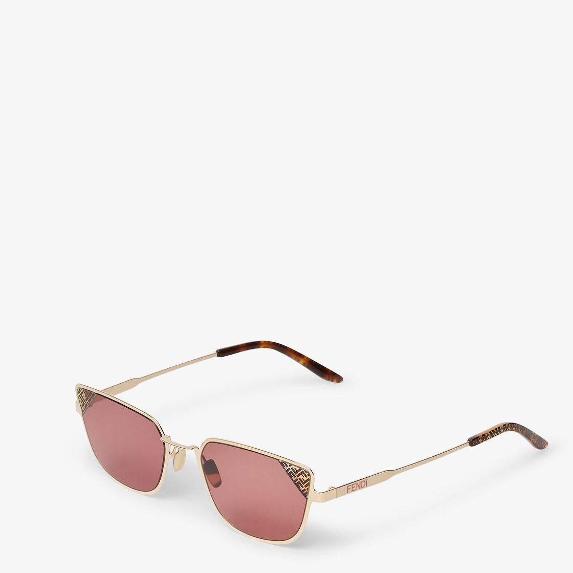 Fendi SignatureRose-gold metal sunglasses with sienna brown lenses Product Image