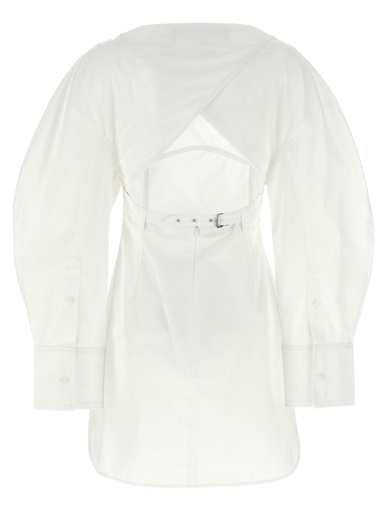JACQUEMUS La Casaco Long Sleeve Cotton Shirtdress In White Product Image