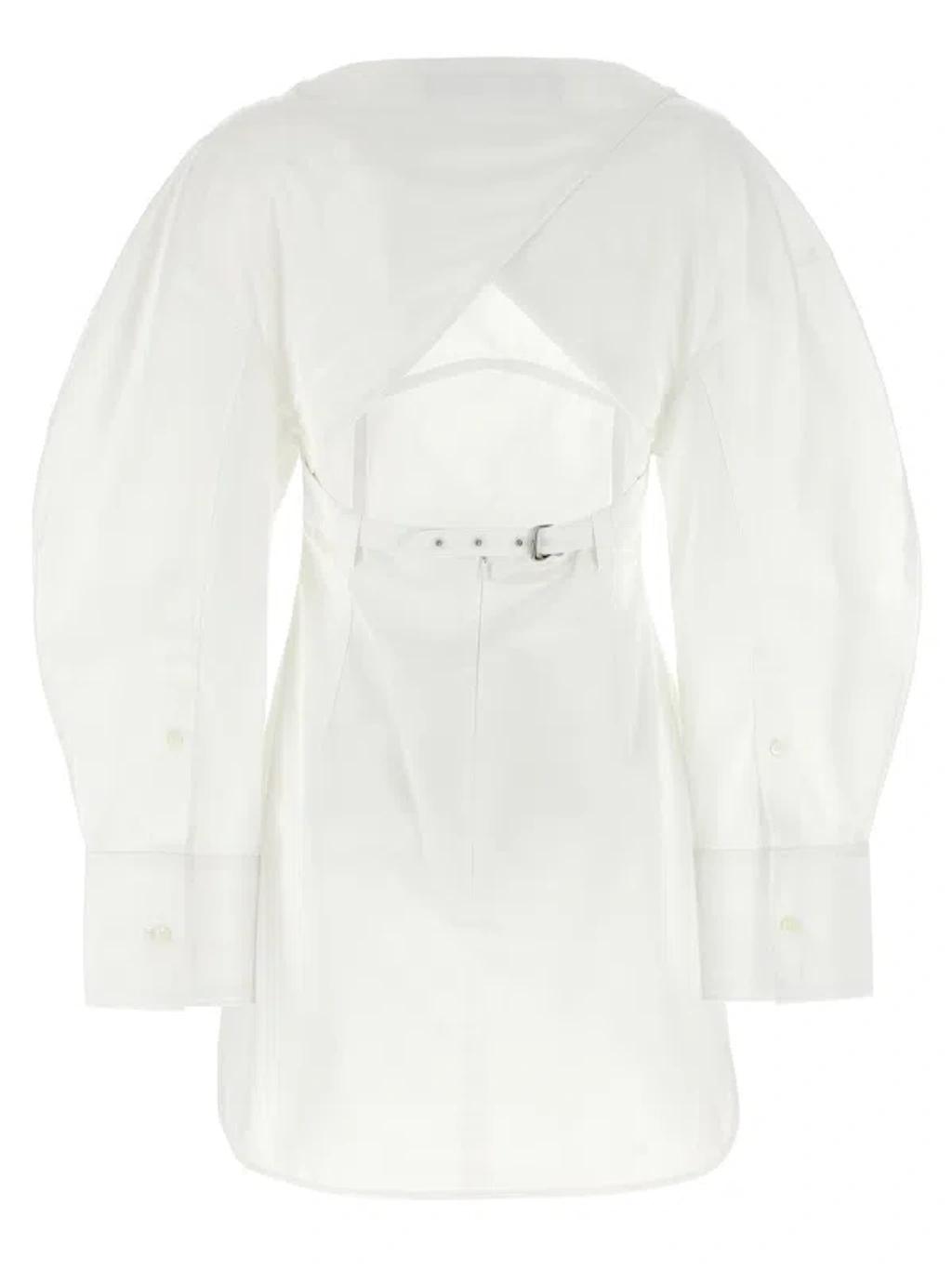 JACQUEMUS La Casaco Long Sleeve Cotton Shirtdress In White Product Image
