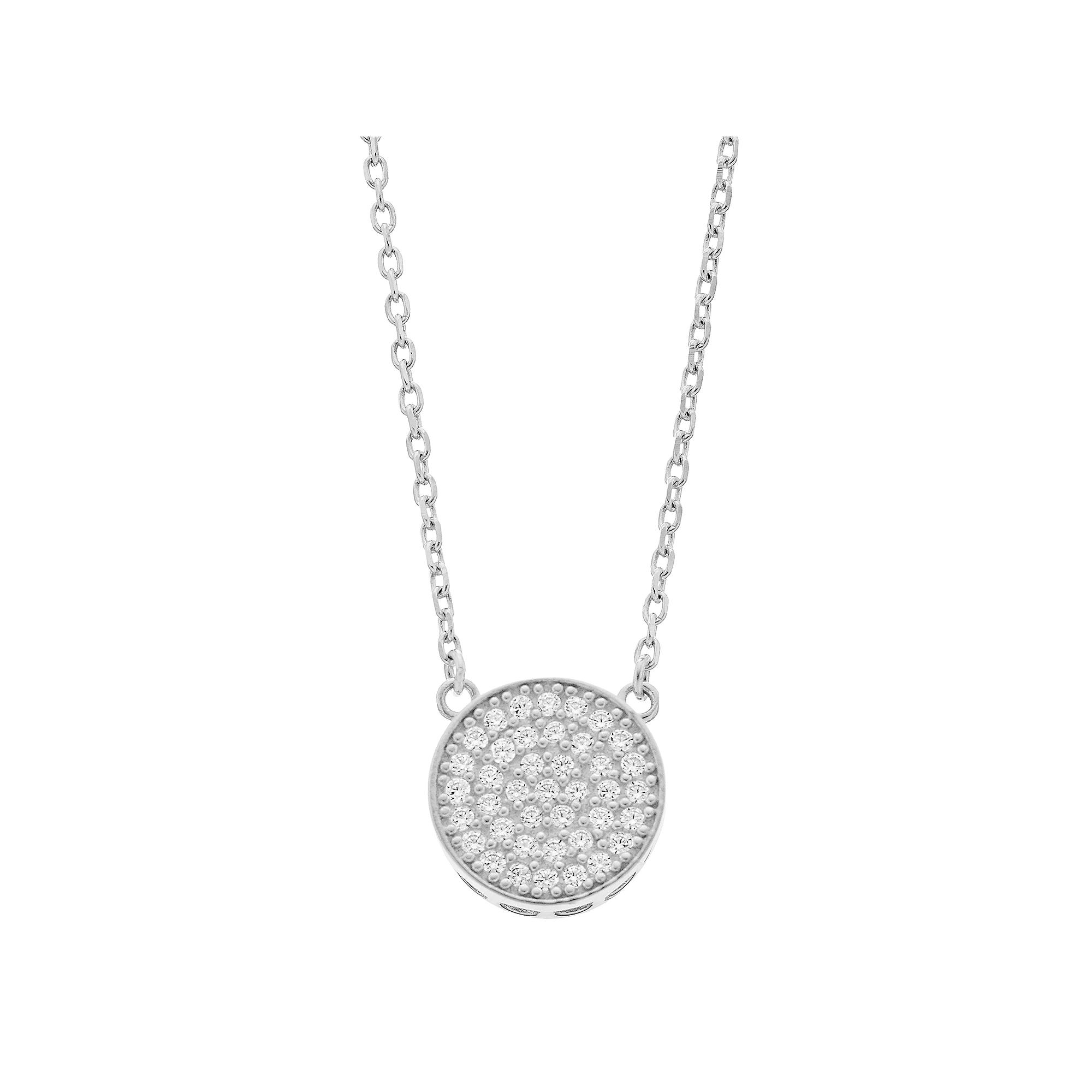 Rosabella Sterling Silver Cubic Zirconia Pave Circle Link Necklace, Women's, Size: 18" Product Image