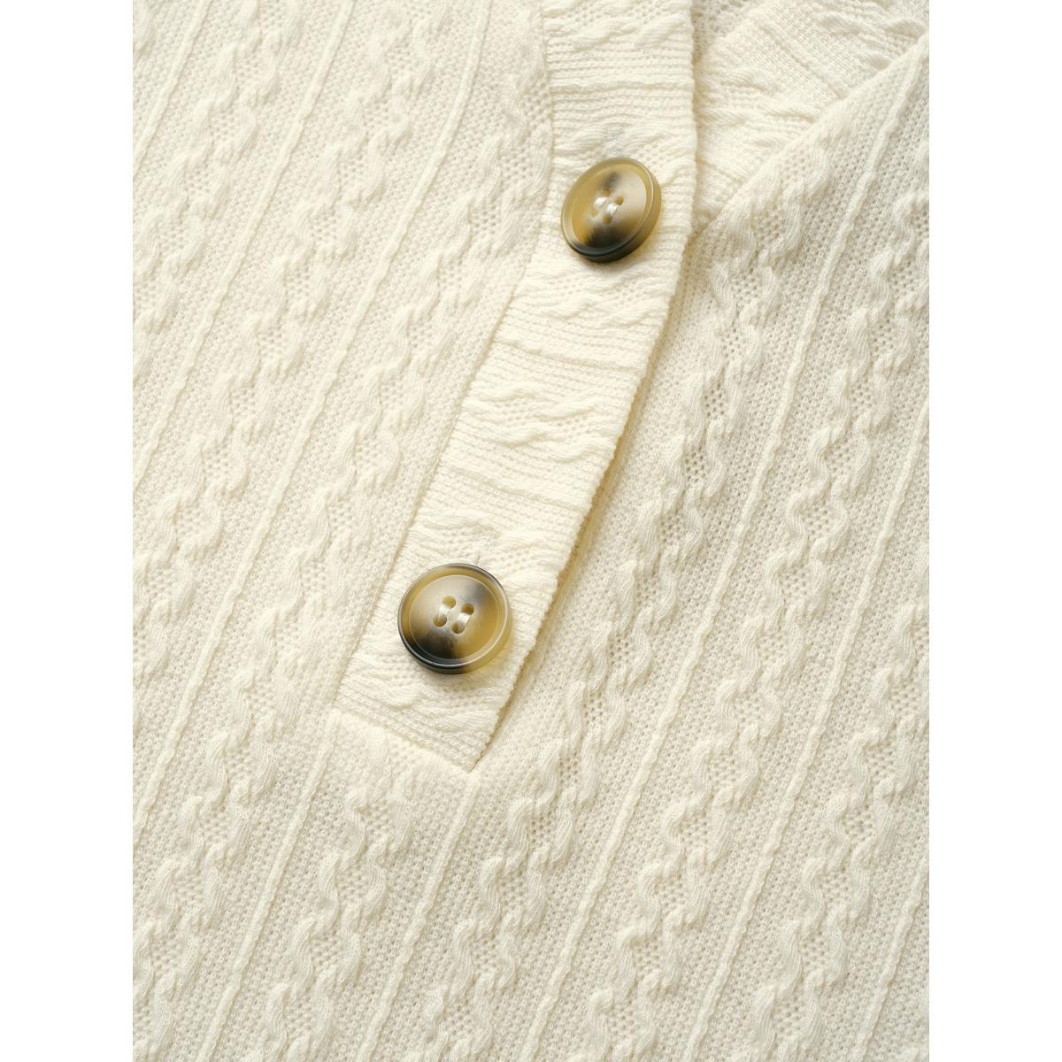 Plus Size Plisse Dolman Sleeve Button Up T-shirt Beige Women Casual Button Flat collar with V-notch Everyday T-shirts BloomChic 10/M Product Image