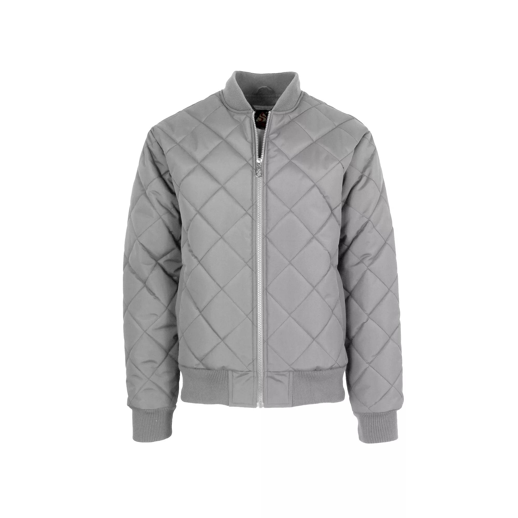 Men's Spire by Galaxy Heavyweight Quilted Bomber Jacket, Size: Medium, Gray Product Image