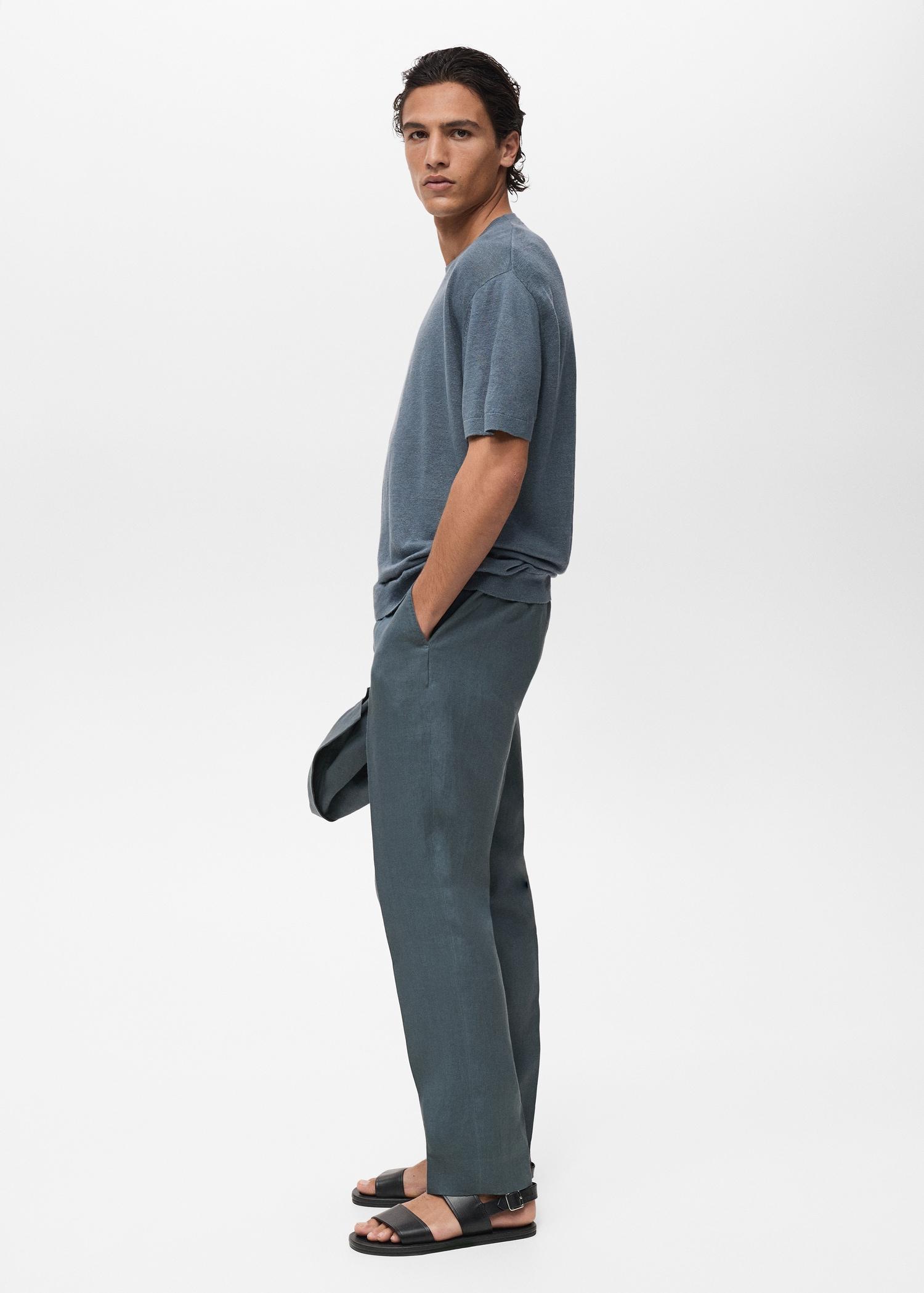 100% linen straight pants - Men | MANGO USA Product Image
