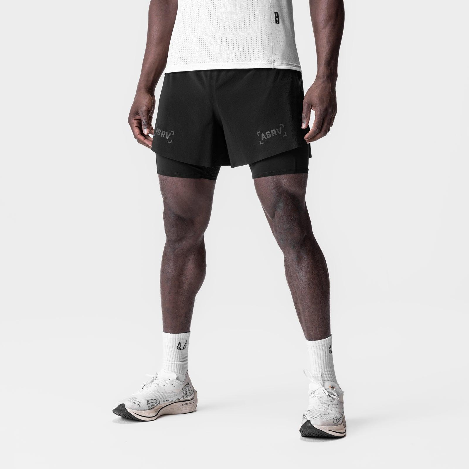 0951. Aerotex™ 4" High Split Liner Short - Black/Black Male Product Image