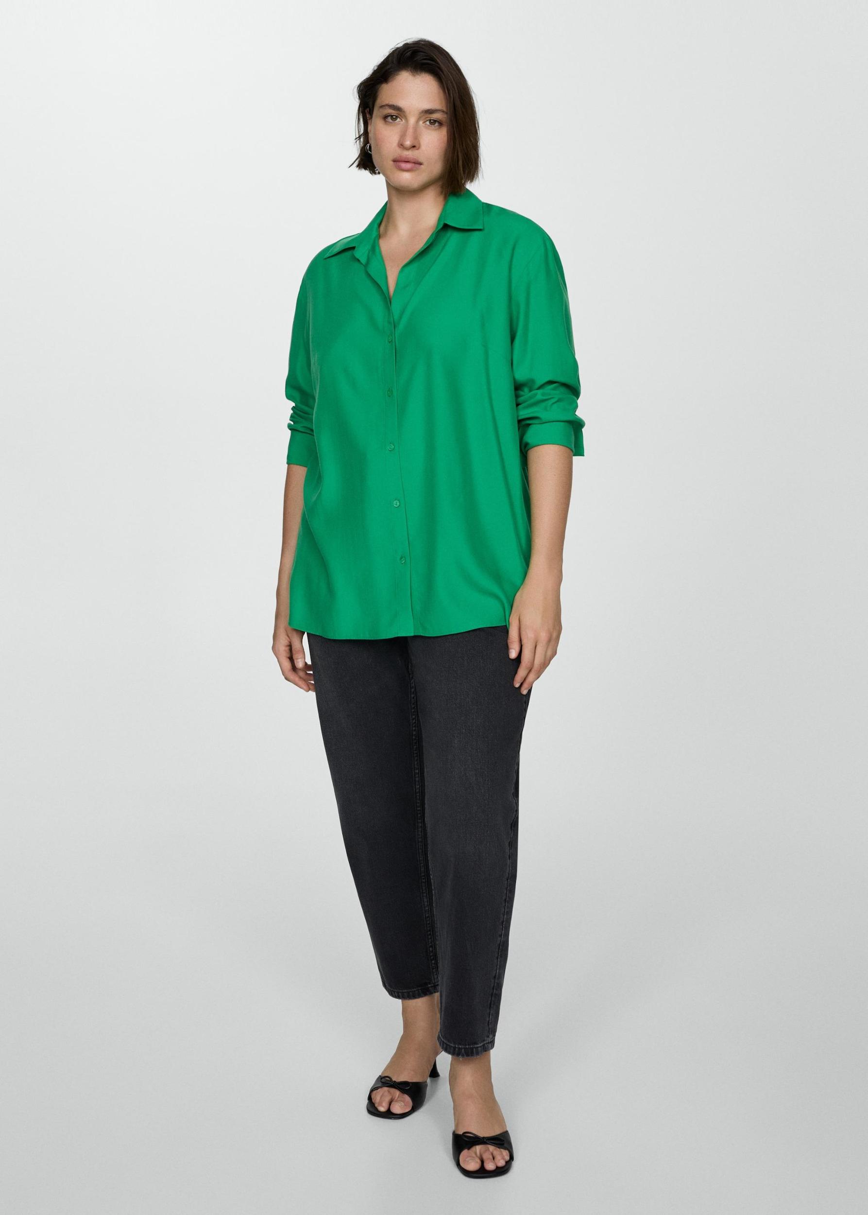 Lyocell fluid shirt - Women | MANGO USA Product Image