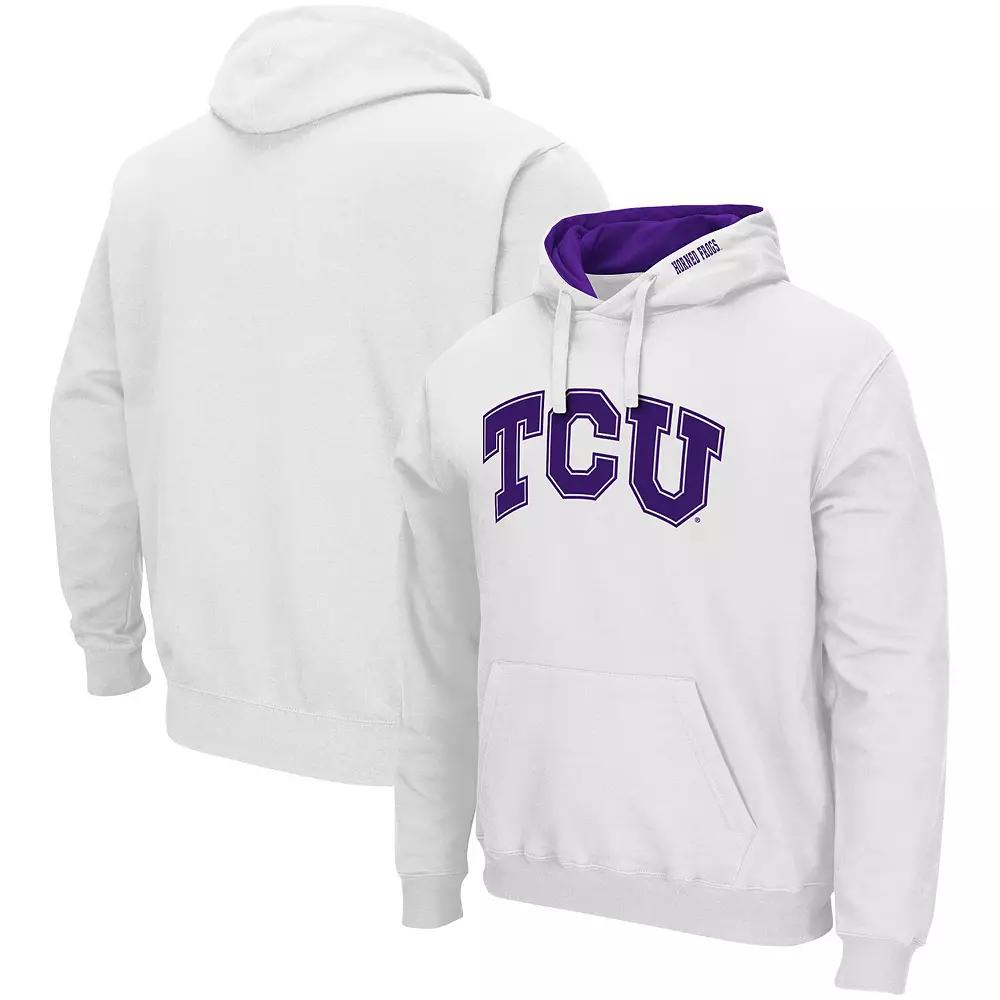 Men's Colosseum White TCU Horned Frogs Arch & Logo 3.0 Pullover Hoodie,  Product Image