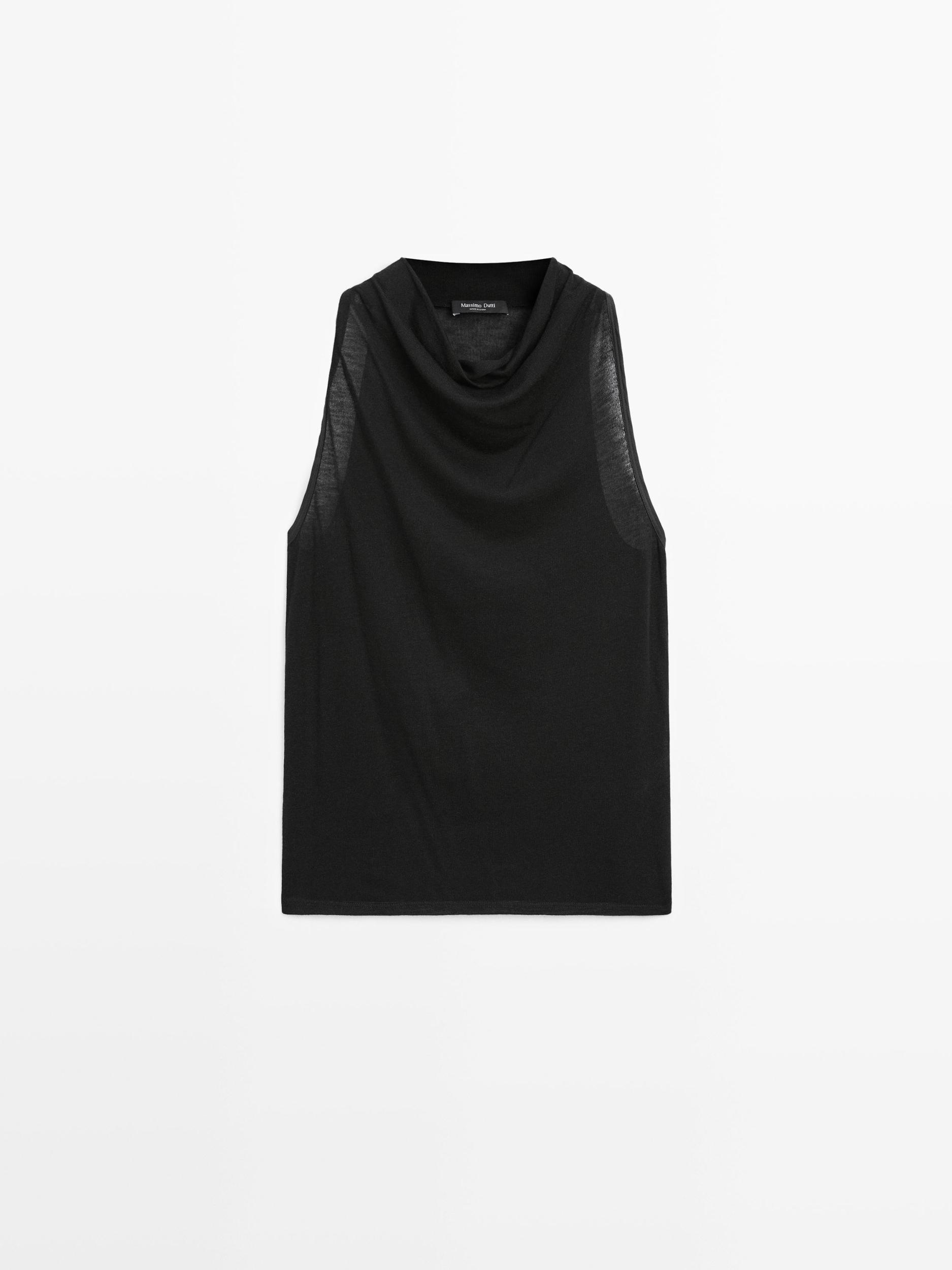 Sleeveless top with draped neckline Product Image