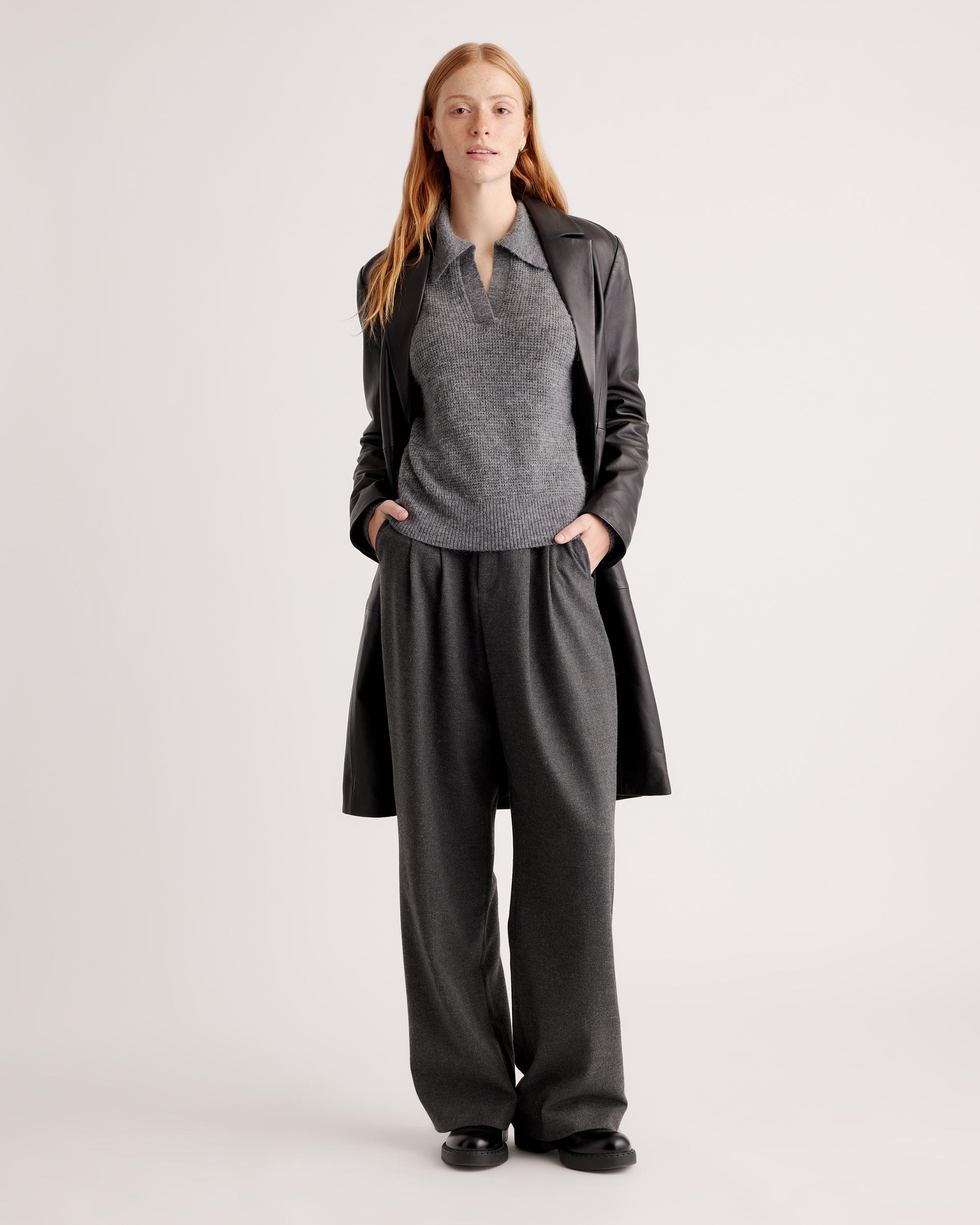 Quince | Women's Baby Alpaca-Wool Waffle Stitch Polo Sweater Product Image