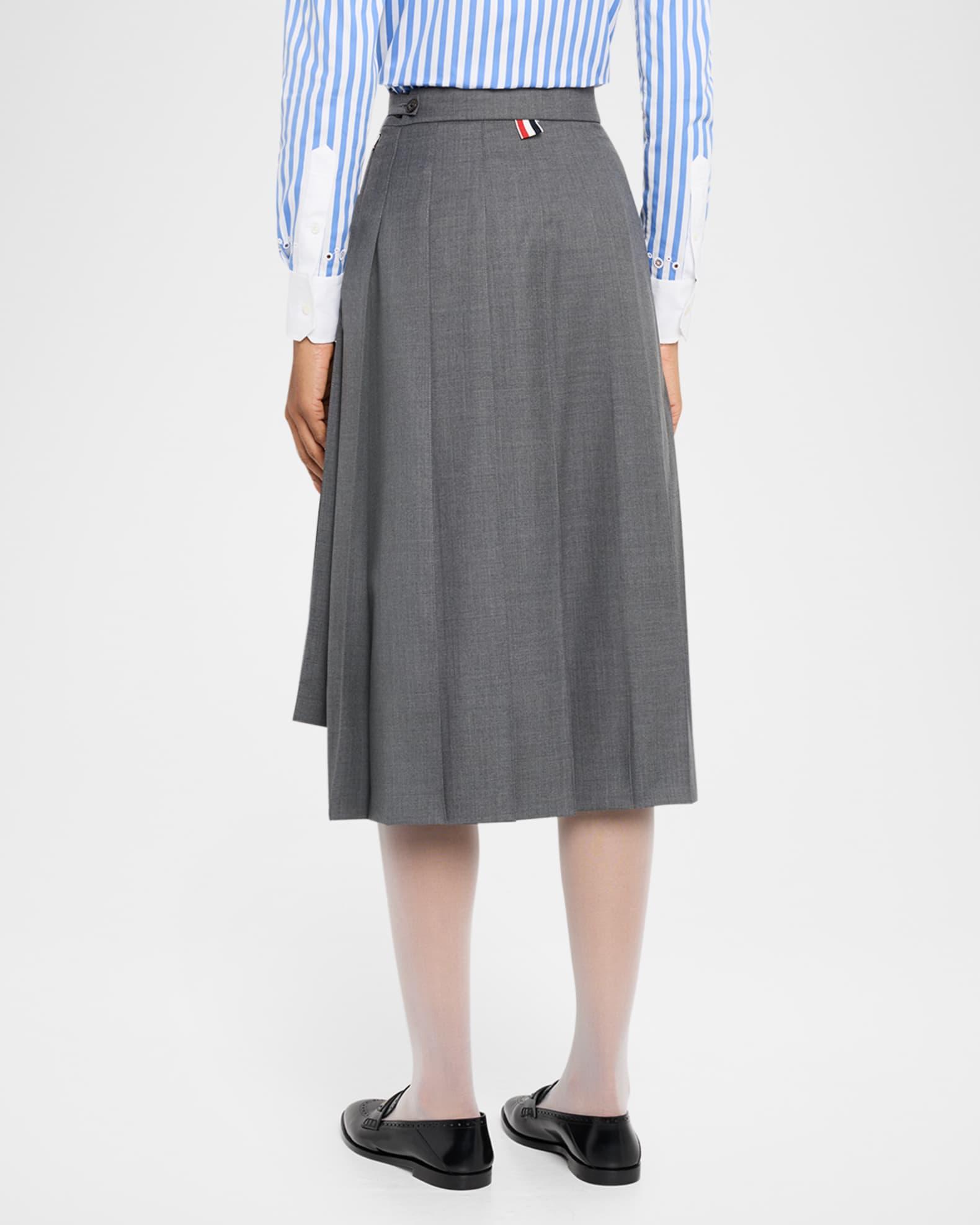 Pleated Super 120s Twill Midi Skirt Product Image